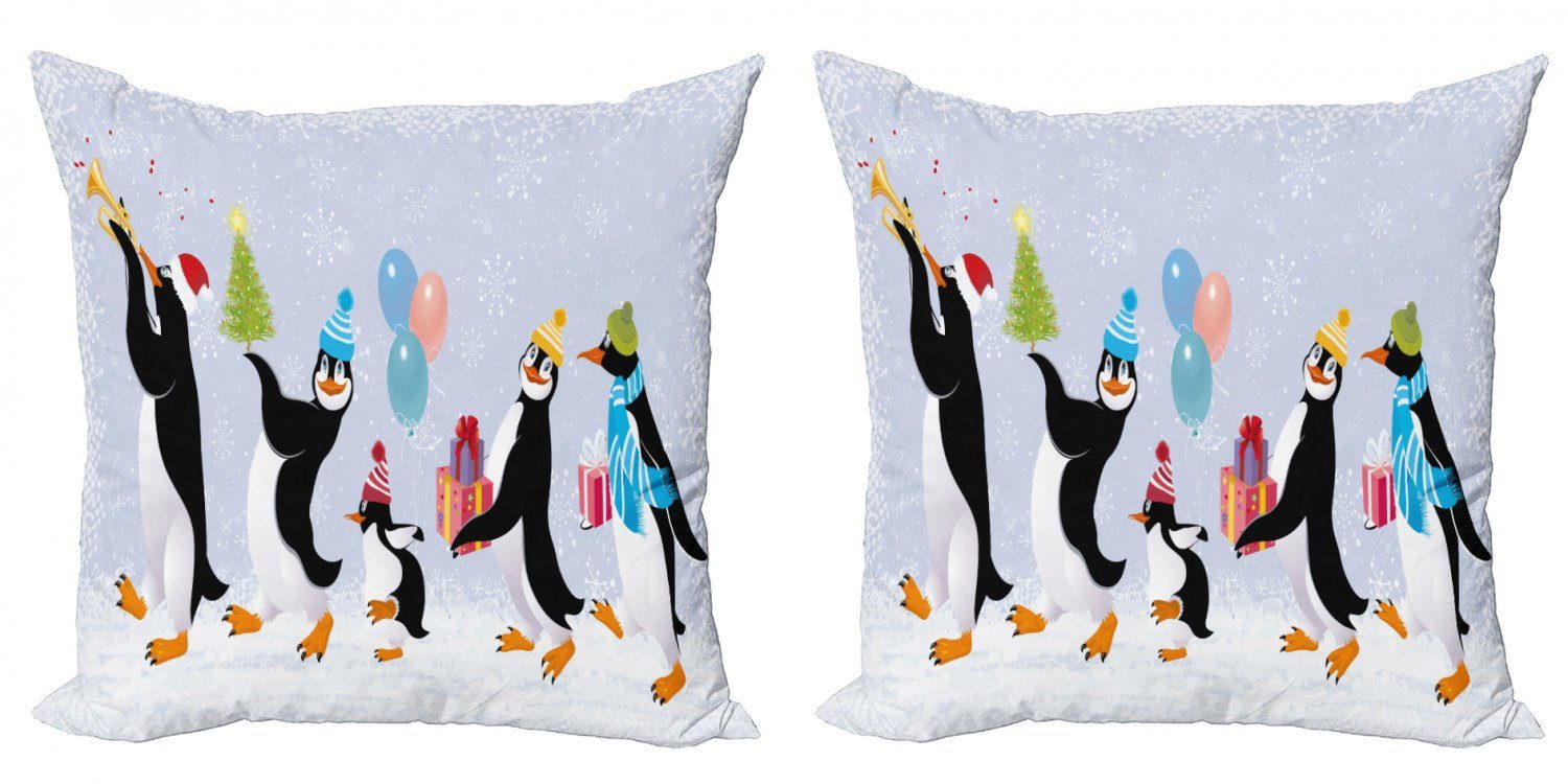 Günstige Neuheiten 2024 Kissenbezüge Modern in Doppelseitiger (2 Abakuhaus Weihnachten Caps Accent Stück), Penguins Digitaldruck