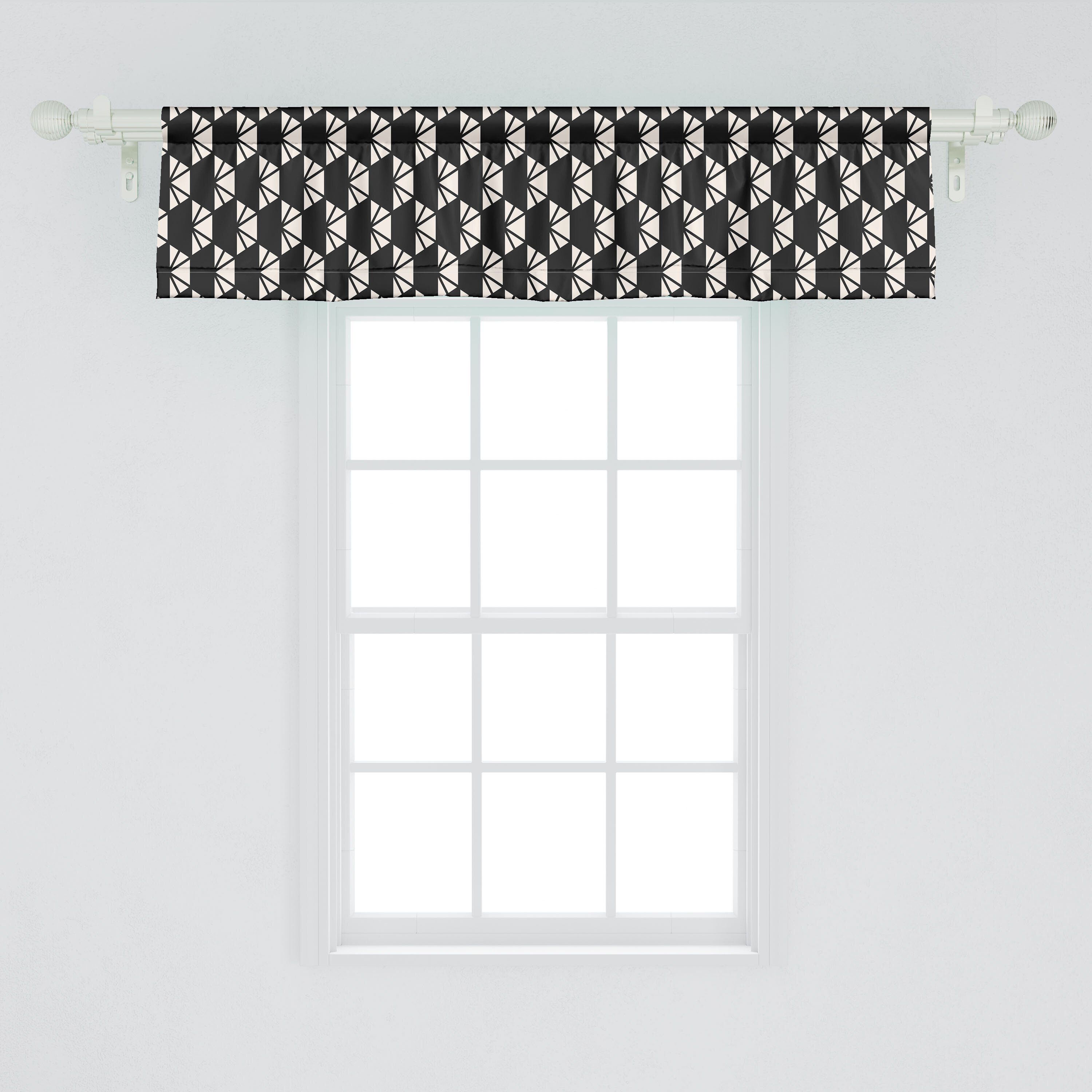 Küche Triangles Microfaser, Dekor für Abakuhaus, mit Modern Volant Vorhang Schlafzimmer Monotone Stangentasche, Scheibengardine Geometric