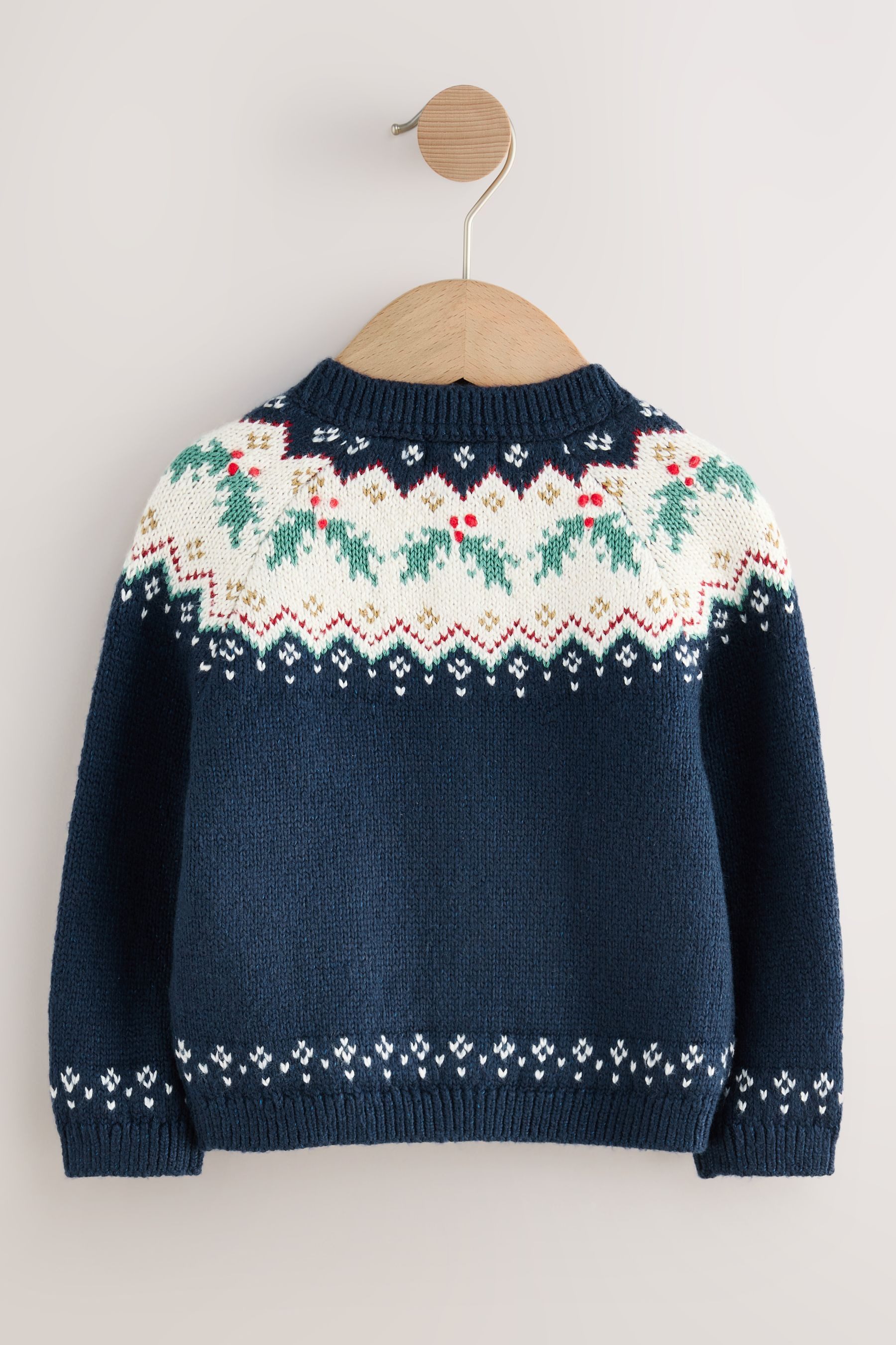 Next Strickpullover Weihnachtsstrickjacke Stechpalme (1-tlg)