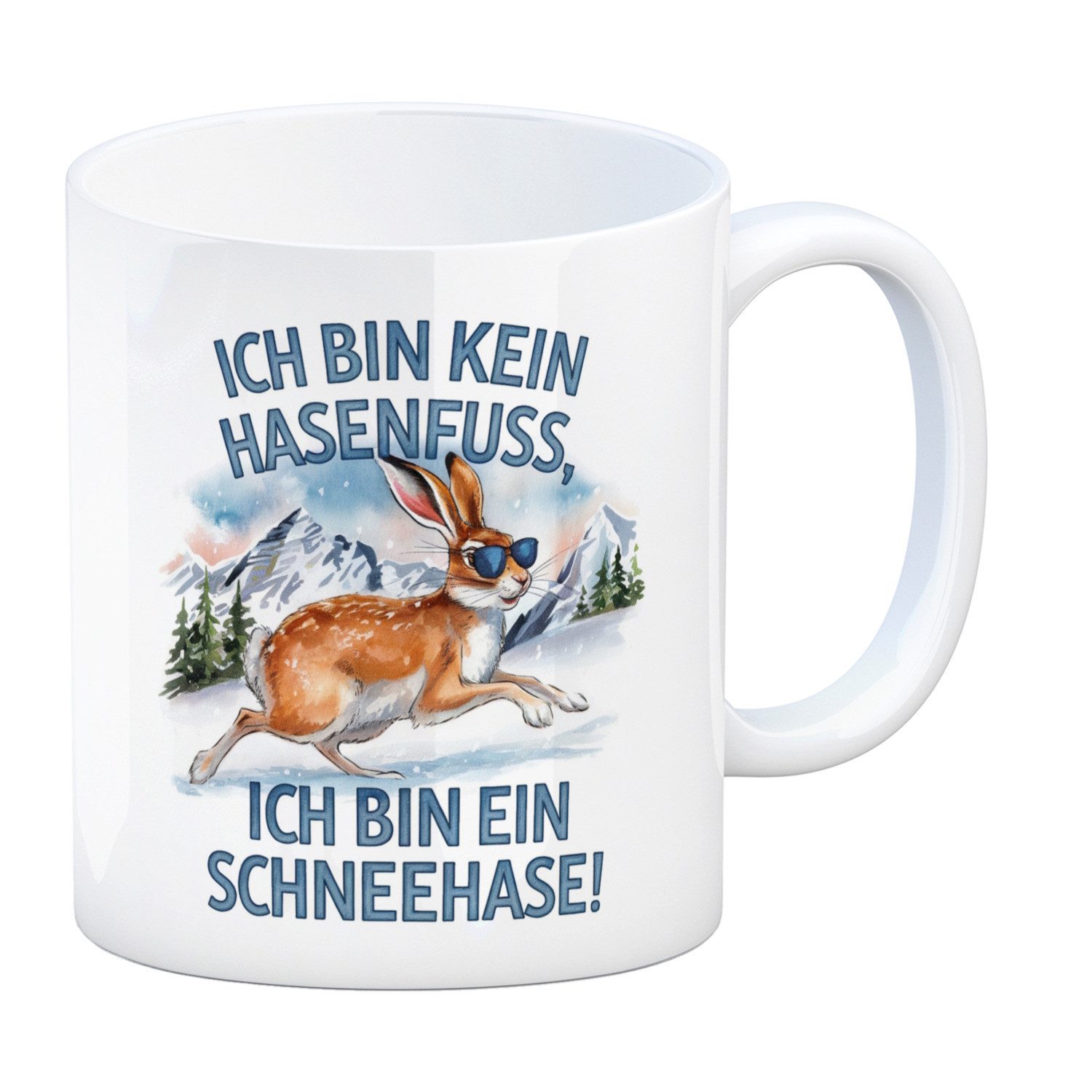 Tasse Alpenschneehase mit Sonnenbrille Kaffeebecher Kein Hasenfuss