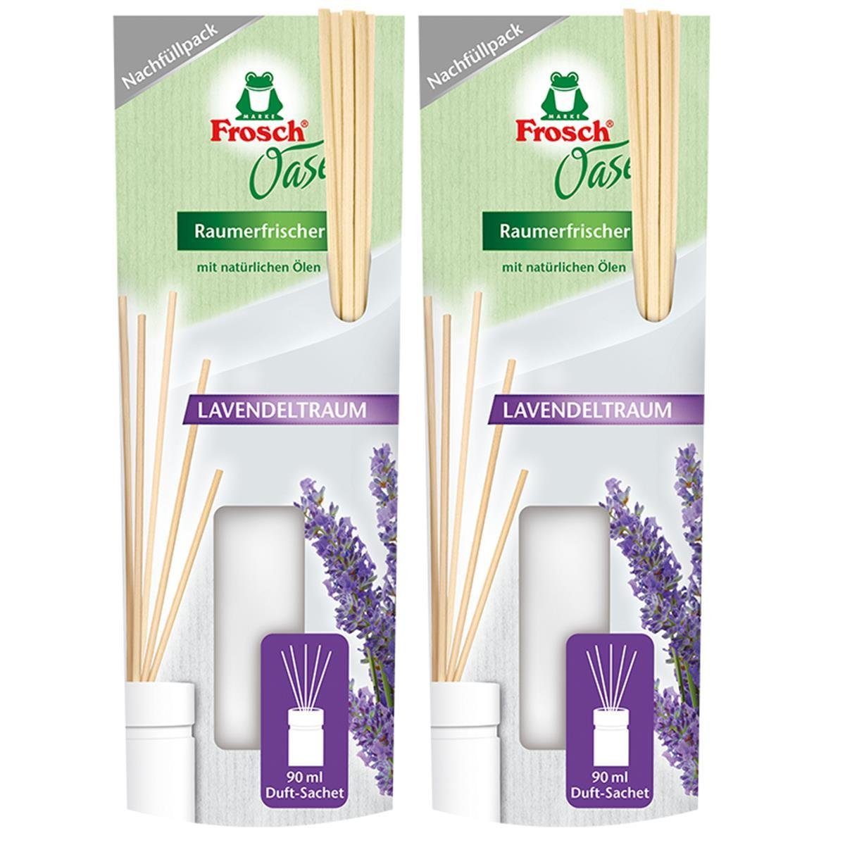 FROSCH Raumduft 2x Frosch Oase Raumerfrischer Lavendeltraum Nachfüllpack 90 ml