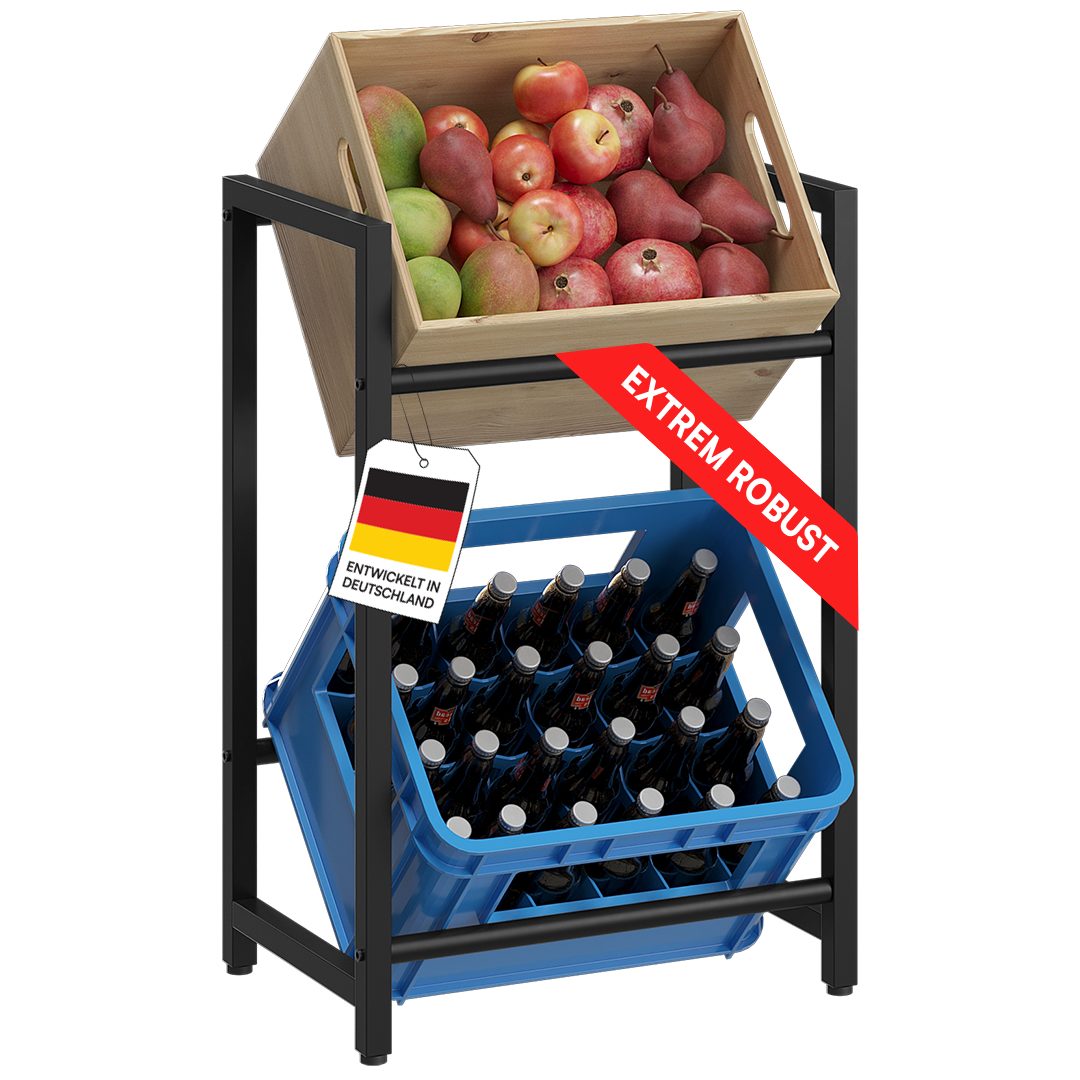 STEELSØN Flaschenregal Mystra in schwarz, Getränkekistenregal aus Stahl für 2 Kisten, auch verfügbar für 3 oder 6 Kisten