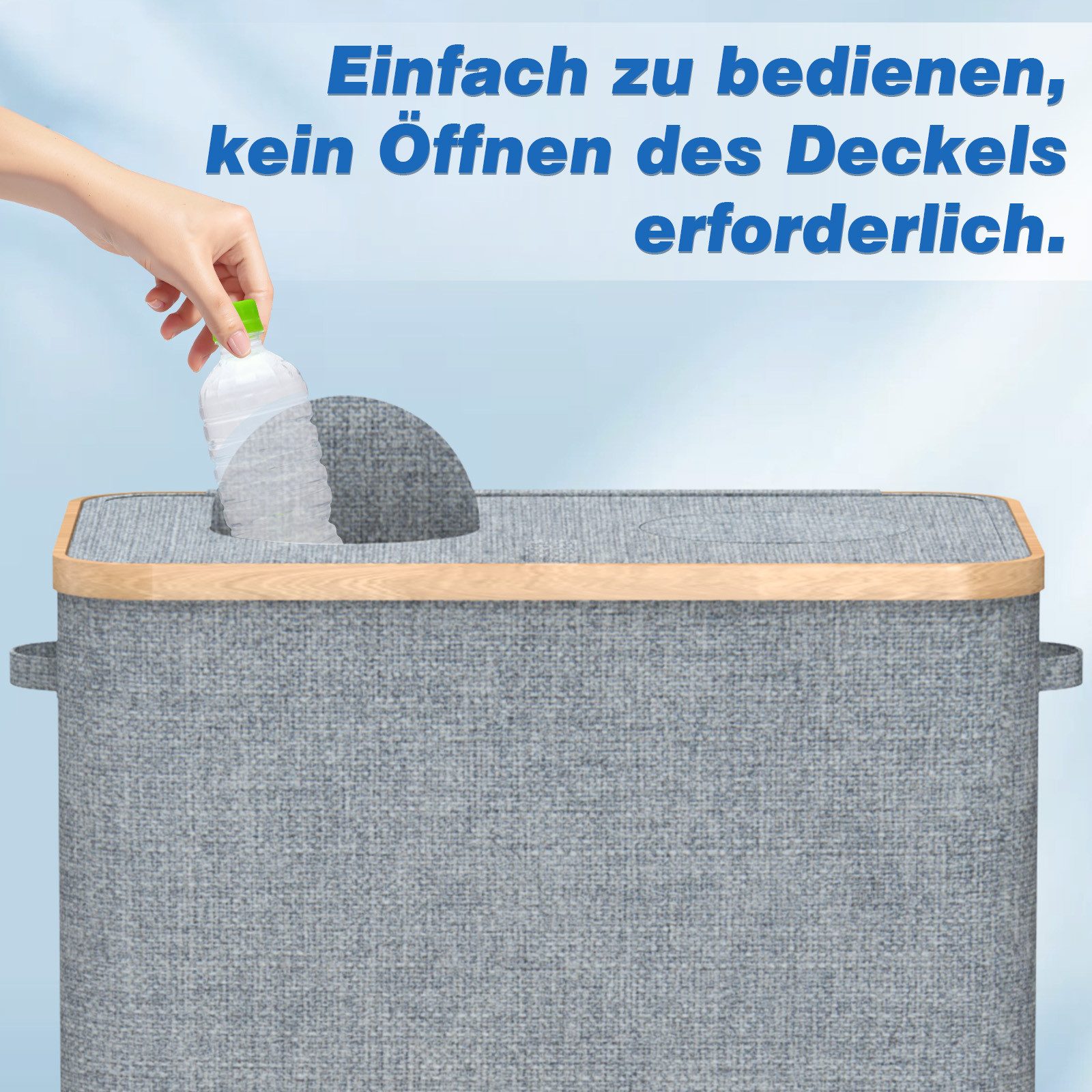 skelo Flaschenkorb Pfandflaschen Sammelbehälter, 160L Fasst 90 Leere Flaschen, 160 l, 160 l, 57 x 37 x 75 cm, 160 Liter, Baumwolle, Untere Verstärkung – Bild 3 von 5