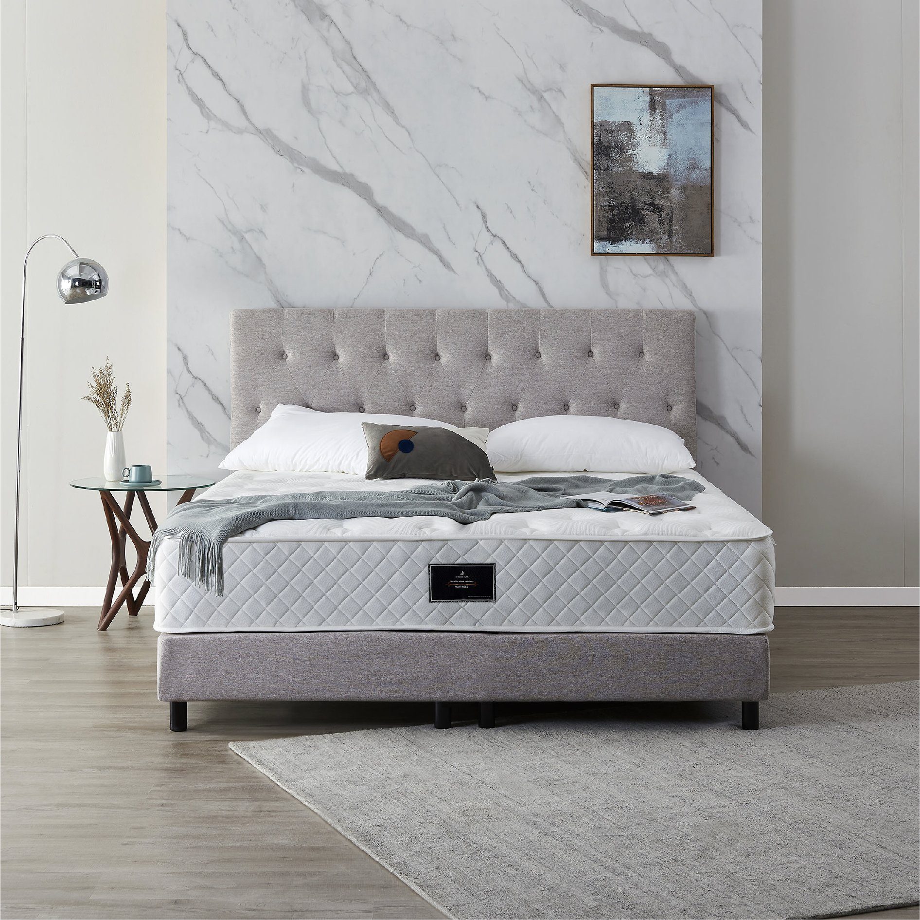 V6 Boxspringbett Modell 211 mit Taschenfederkernmatratze