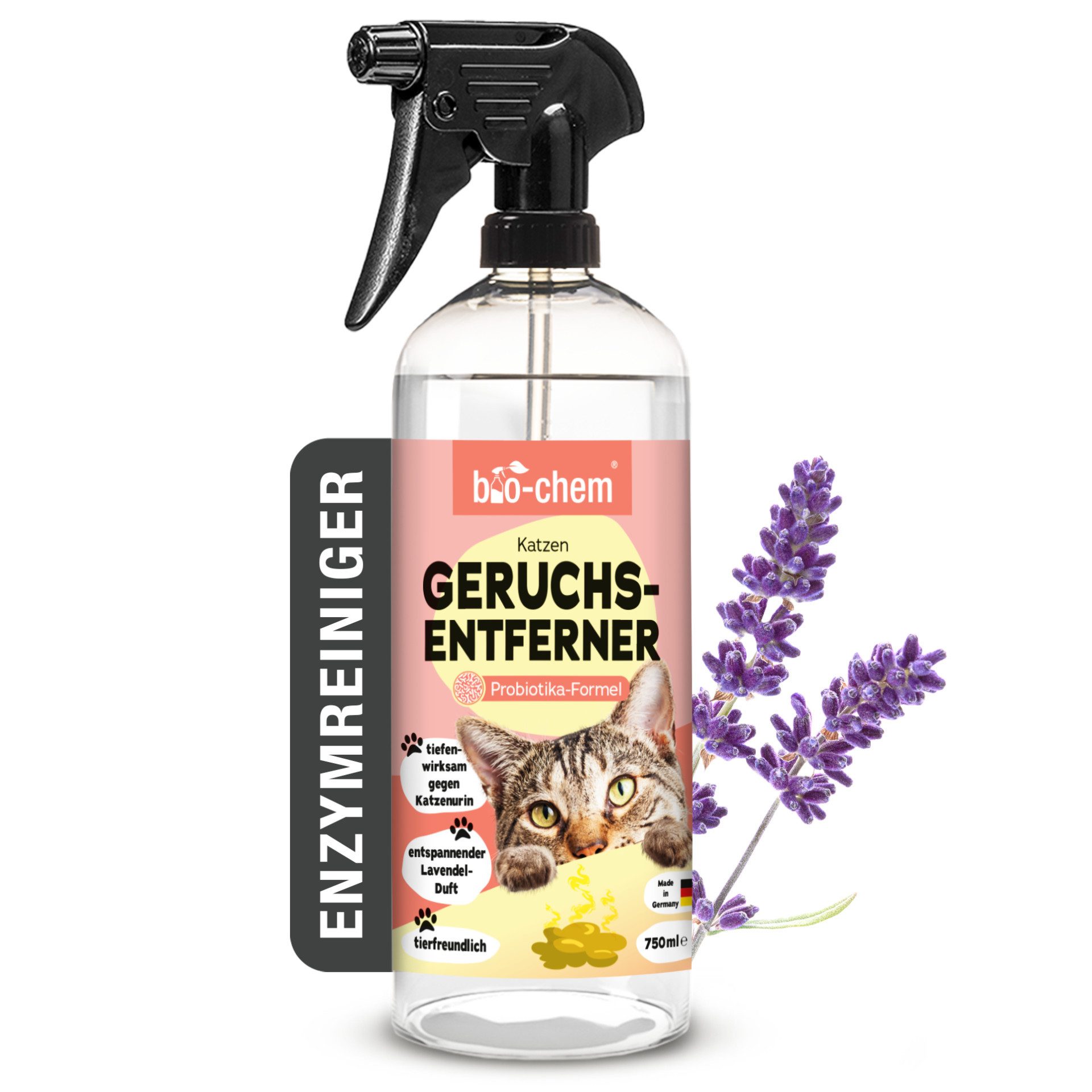 Geruchsentferner Enzymreiniger Katzenurin 750 ml mit Mikroorganismen gegen Tiergerüche