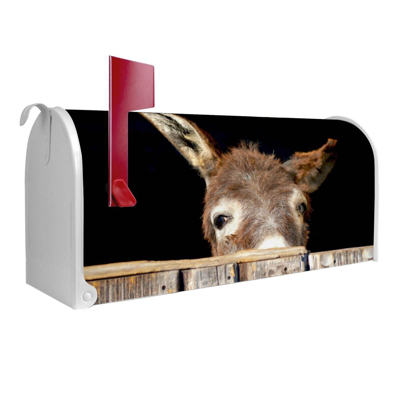 banjado Amerikanischer Briefkasten Mailbox Esel (Amerikanischer Briefkasten, original aus Mississippi USA), 22 x 17 x 51 cm weiß