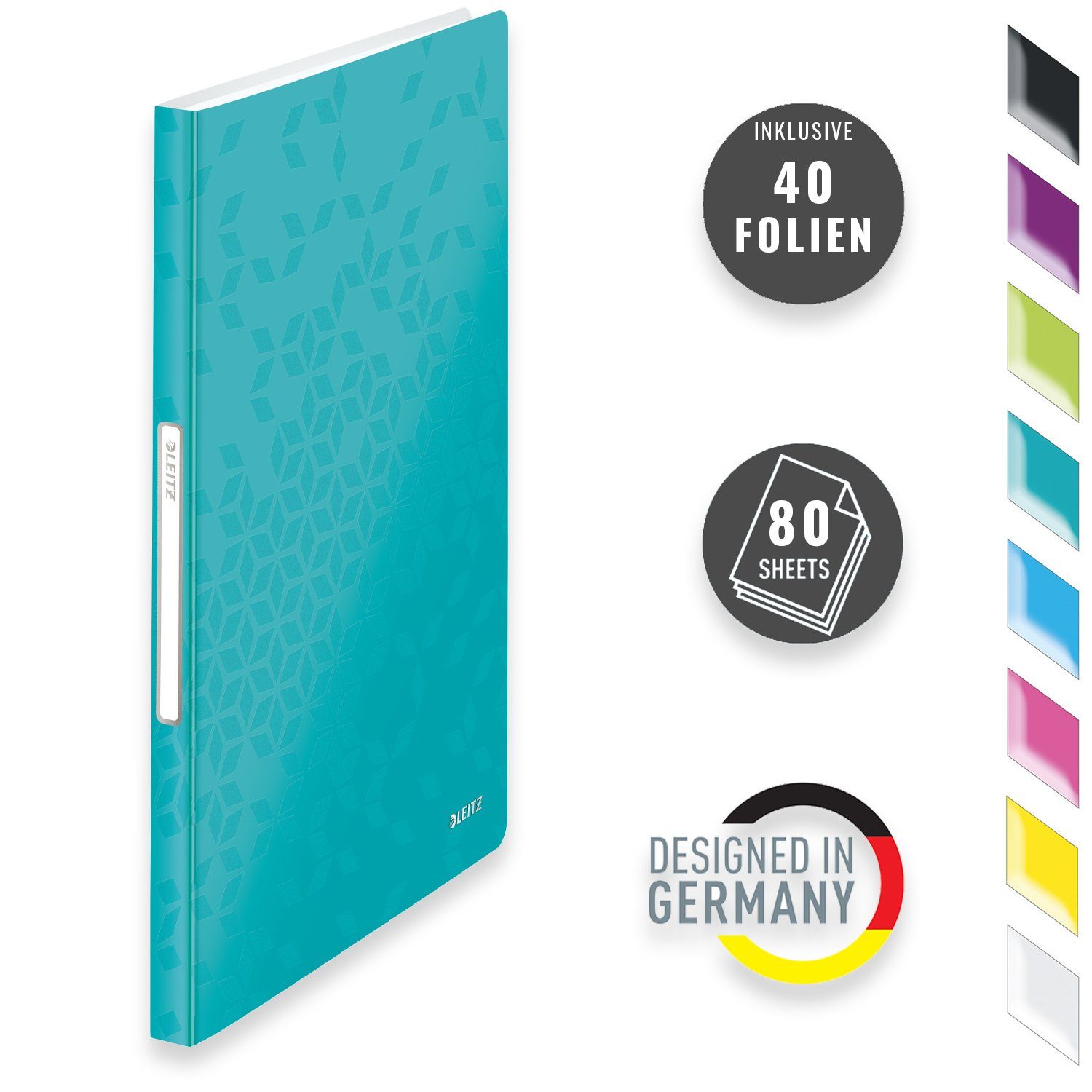 LEITZ Präsentationsordner WOW Sichtbuch, für 80 Blatt (80 g/m) bei 2 Blatt pro Hülle, säurefrei und dokumentenecht