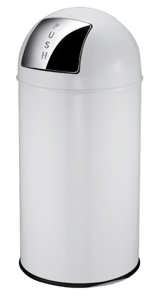 PROREGAL® Mülleimer & Inneneimer Abfallbehälter Metall, Weiß Pushdeckel mit 40L, aus