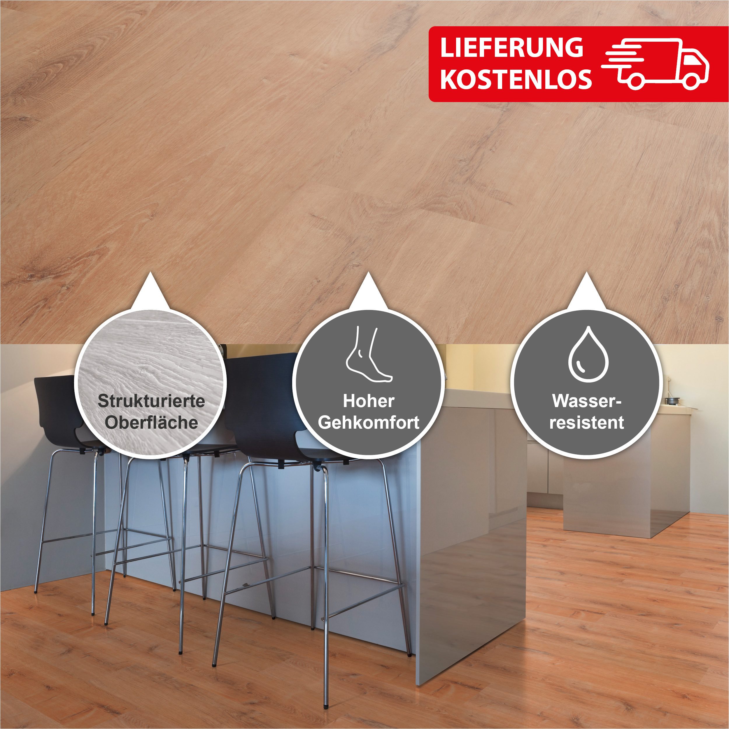 STARCLIC Designboden 1210x220x5 mm Premium Klick-Vinylboden Eiche extra breit, Packung mit 1,86 qm, Versandkostenfreie Lieferung, Wasserfest, mit Klicksystem, starke Nutzschicht