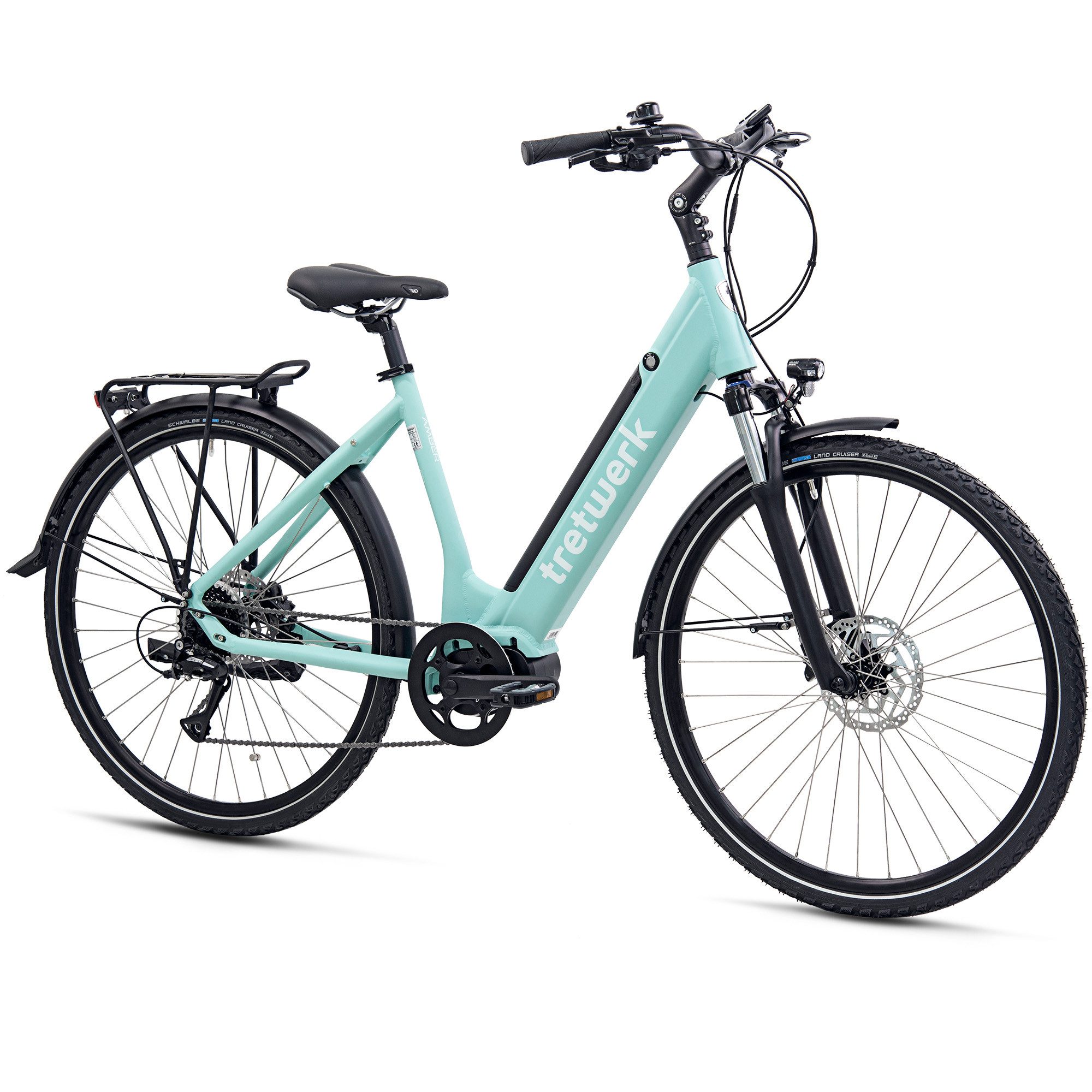 Tretwerk E-Bike Amber, 8 Gang Shimano Acera M3020 Schaltwerk, Kettenschaltung, Mittelmotor, Tretwerk Amber E Bike Damen 28" Elektrofahrrad 160 - 180cm Hollandrad