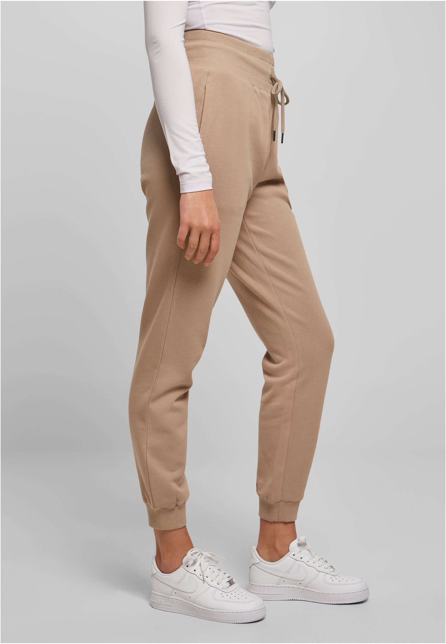 Pants (1-tlg) Organic Sweat URBAN High softtaupe Ladies Stoffhose Damen Waist CLASSICS