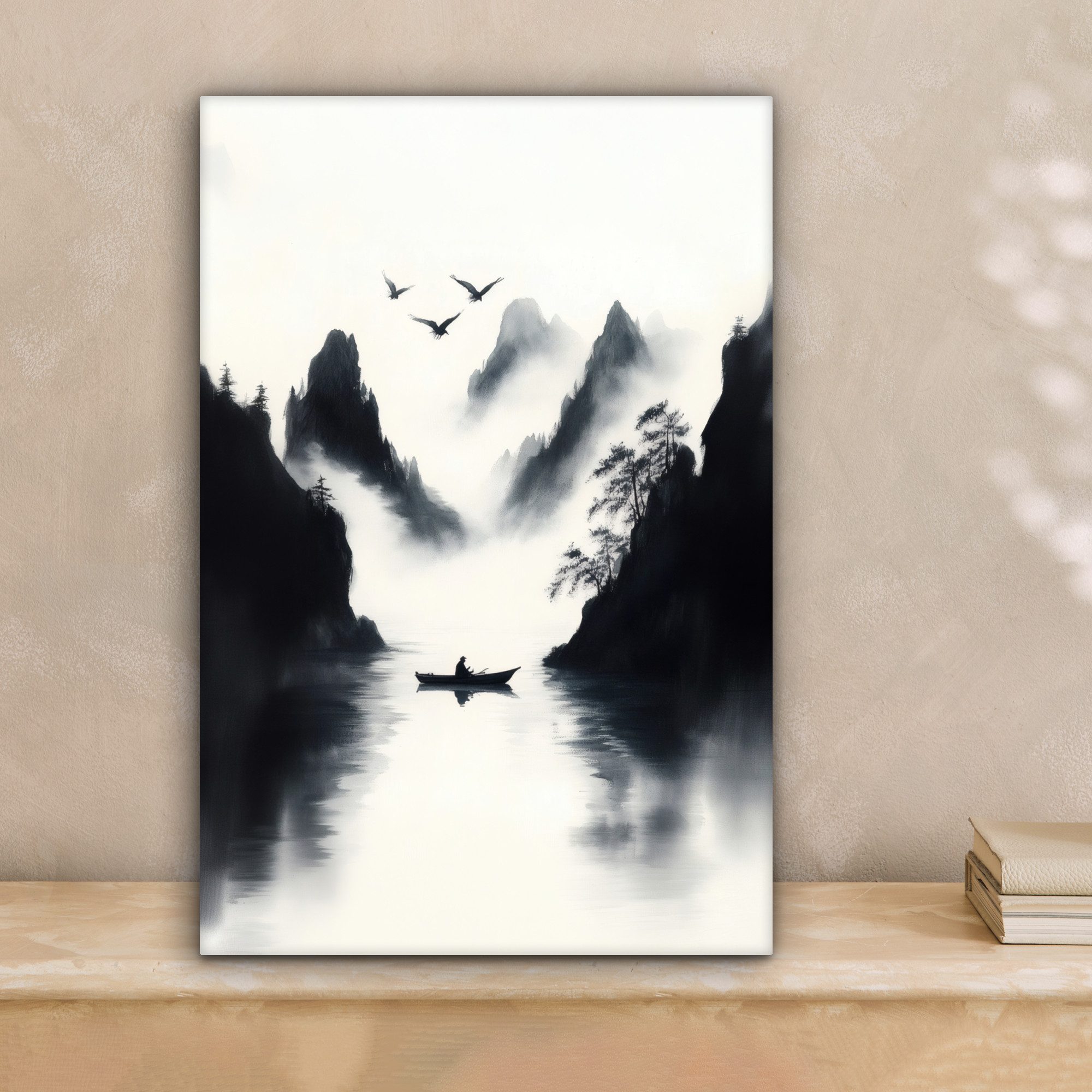 OneMillionCanvasses® Leinwandbild Ruderboot - Neblig - günstig online kaufen