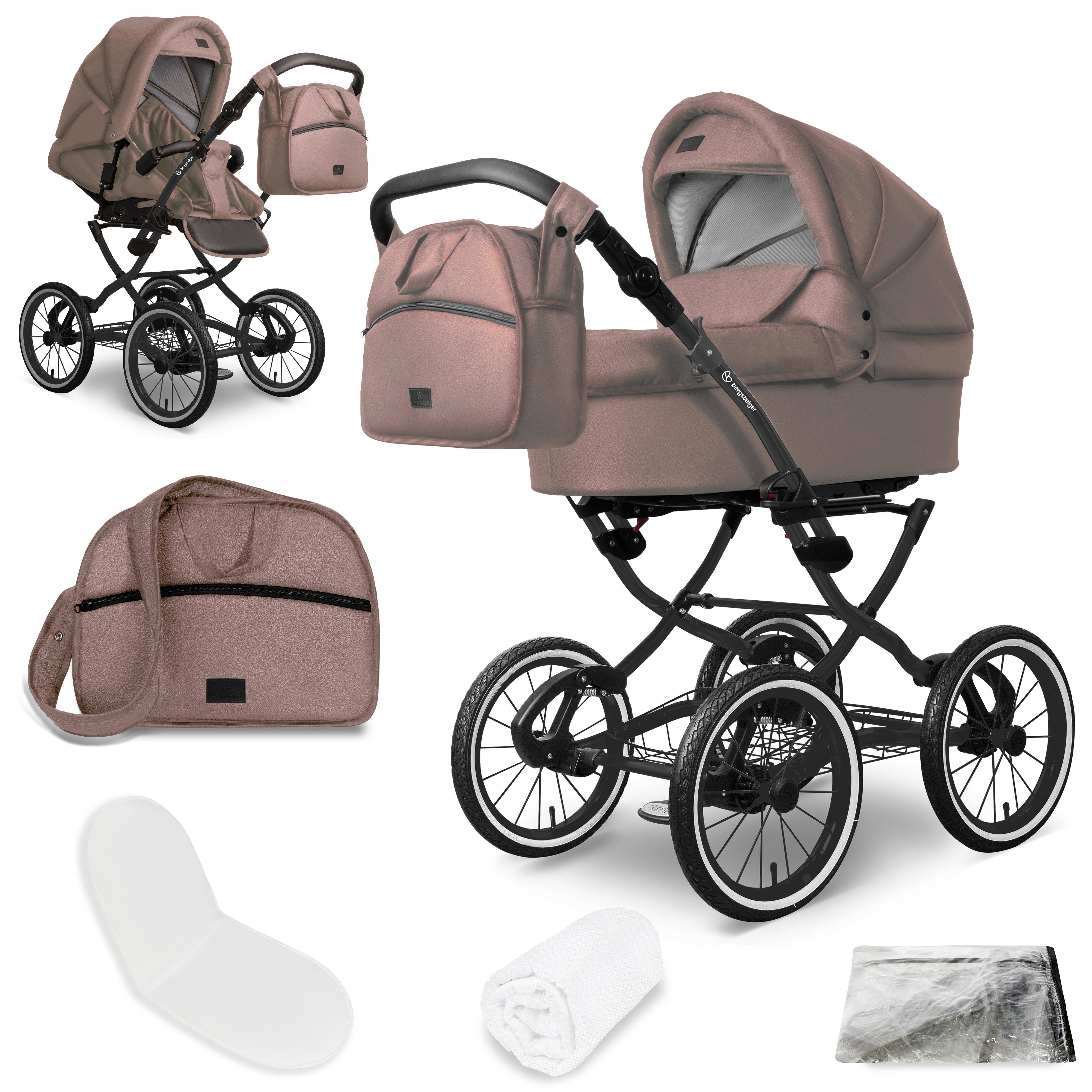 bergsteiger Kombi-Kinderwagen Venedig Retro-Kinderwagen 3in1, (10-tlg)