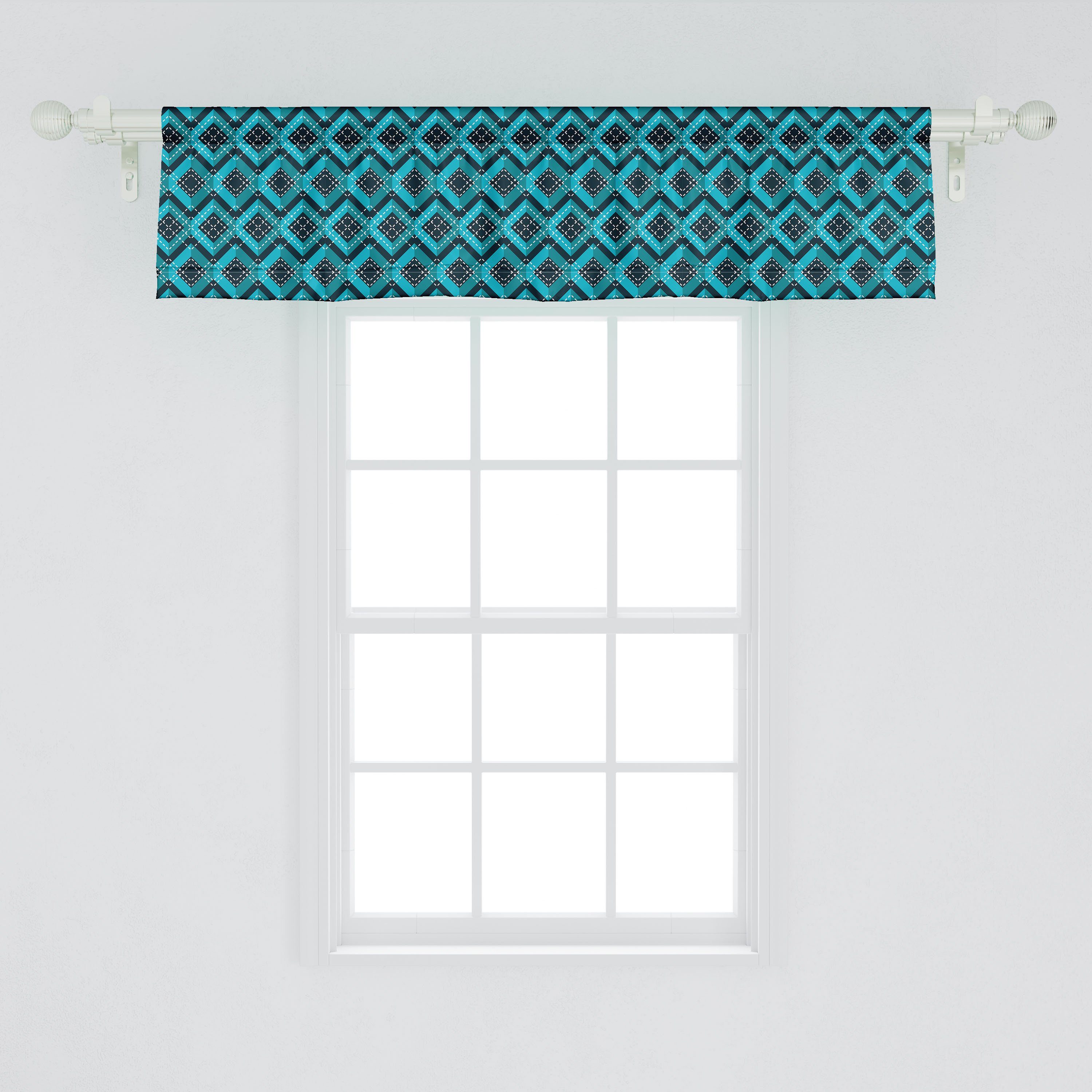 Scheibengardine Vorhang Volant für Schlafzimmer Abstrakt Dekor Abakuhaus, Muster geometrische Stangentasche, Komplexe Küche mit Microfaser