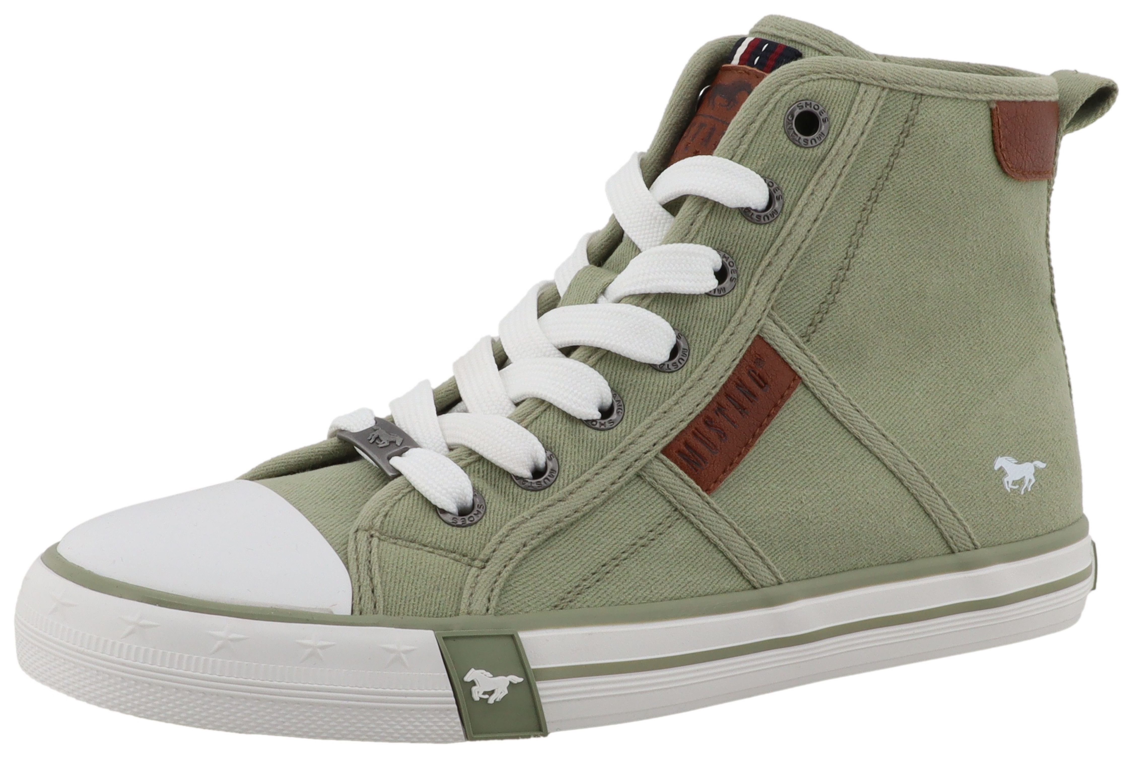 Mustang Shoes Winona Plateausneaker Freizeitschuh, High Top-Sneaker, Schnürboots, kontrastreiche Details