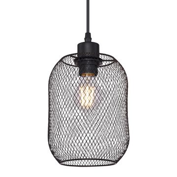 etc-shop LED Pendelleuchte, Leuchtmittel inklusive, Warmweiß, Vintage Decken Pendel Lampe Filament schwarz Wohn Ess Zimmer Gitter