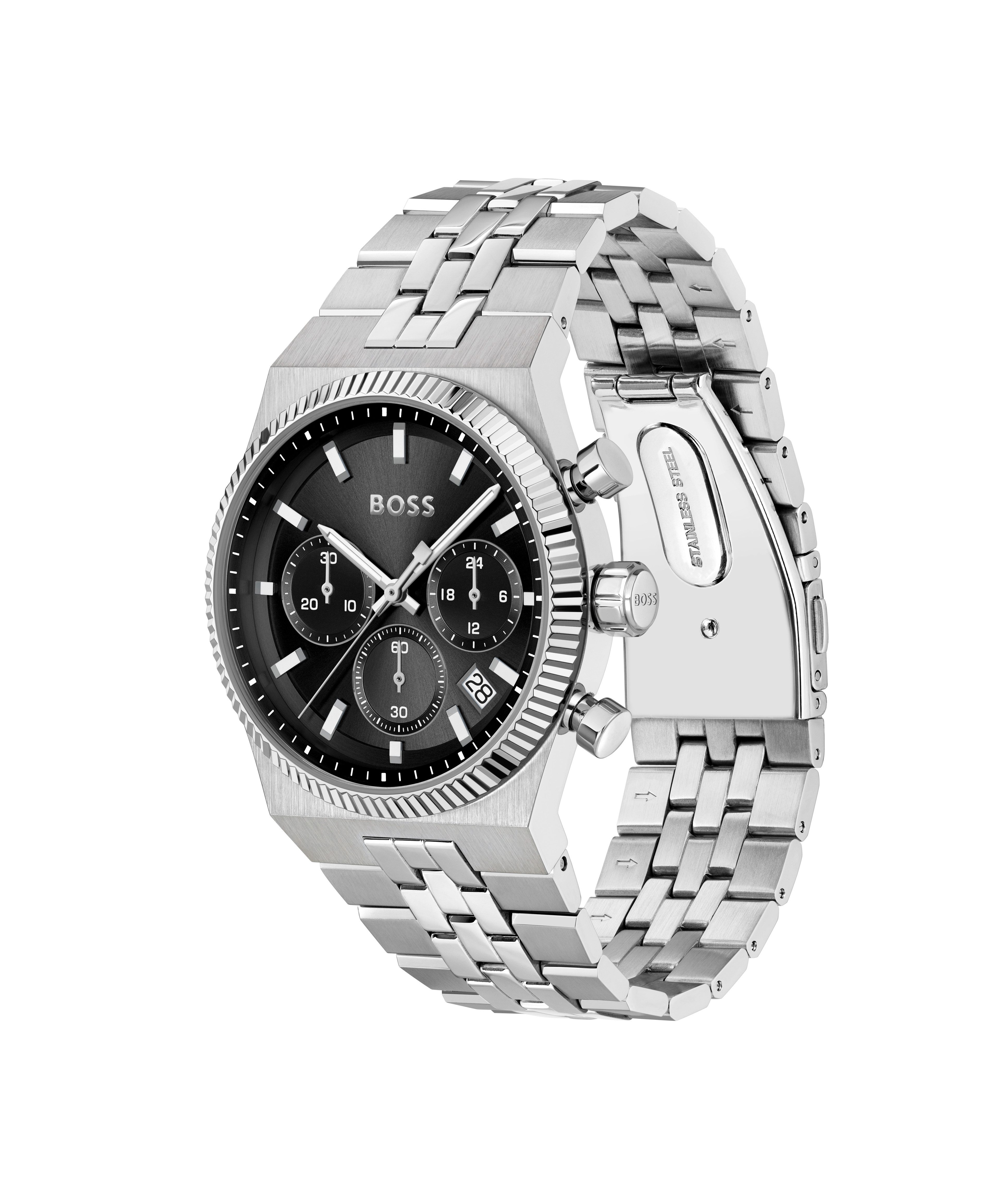 BOSS Chronograph CANDOR PRIME 1514307, Quarzuhr, Armbanduhr, Herrenuhr, Edelstahlarmband, analog, Tag