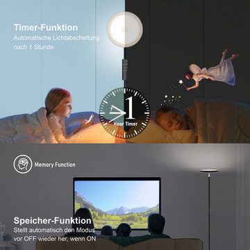 ANTEN LED Stehlampe 30W LED Stehleuchte Dimmbar Standleuchte für Wohnzimmer Schlafzimmer, mit Fernbedienung & Touch-Steuerung, Schwarz