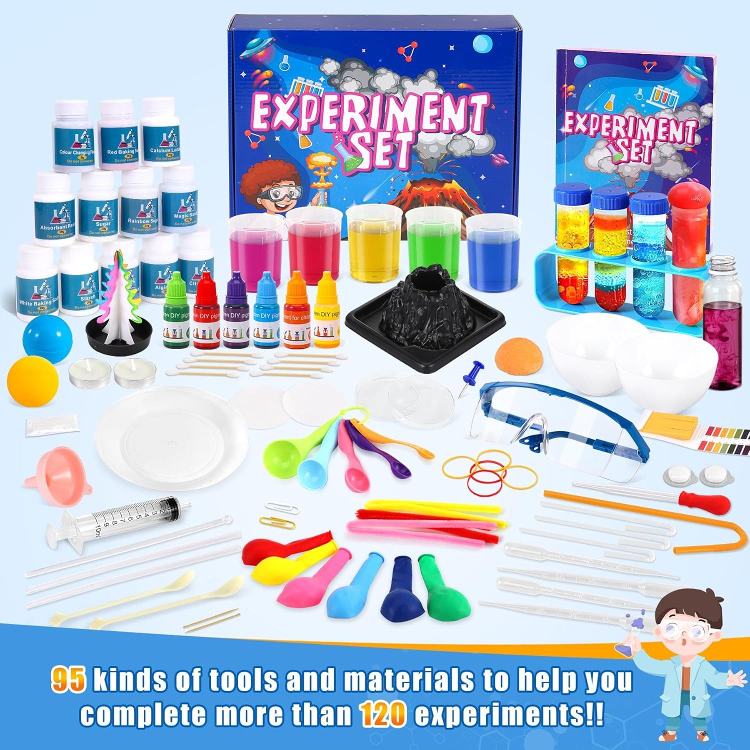 POPOLIC Experimentierkasten 120+ Experimente für Kinder, Lernspielzeug für Kinder, Kreativset, (1-tlg., Spielzeug ab 6 7 8 9 10 11 12 Jahre Jungen MäDchen, Kindergeschenke), Experimentierkasten Chemiebaukasten Kristalle ZüChten