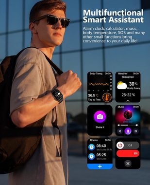 SOUYIE 2024 Fur Herren Damen mit Bluetooth Anruf, 5,2 cm AMOLED Display Smartwatch (2.0 Zoll, Android / iOS), mit Schlafmonitor, Herzfrequenz, IP68 Wasserdicht Aktivitätstracker