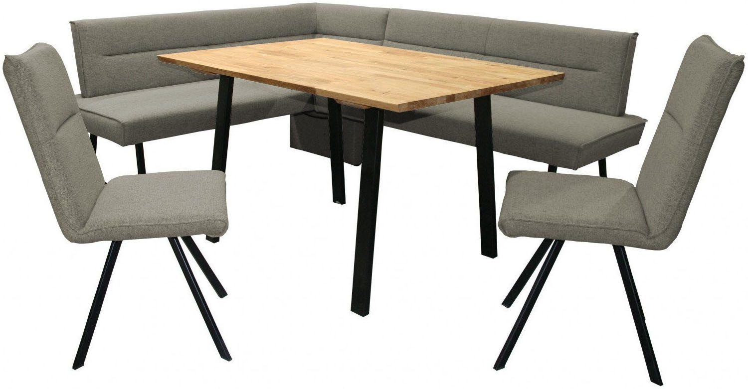 Home affaire Eckbankgruppe Sava, (Set, 4-tlg), Eckbank mit Wellenfederung im Sitz, Tisch Massiv Eiche