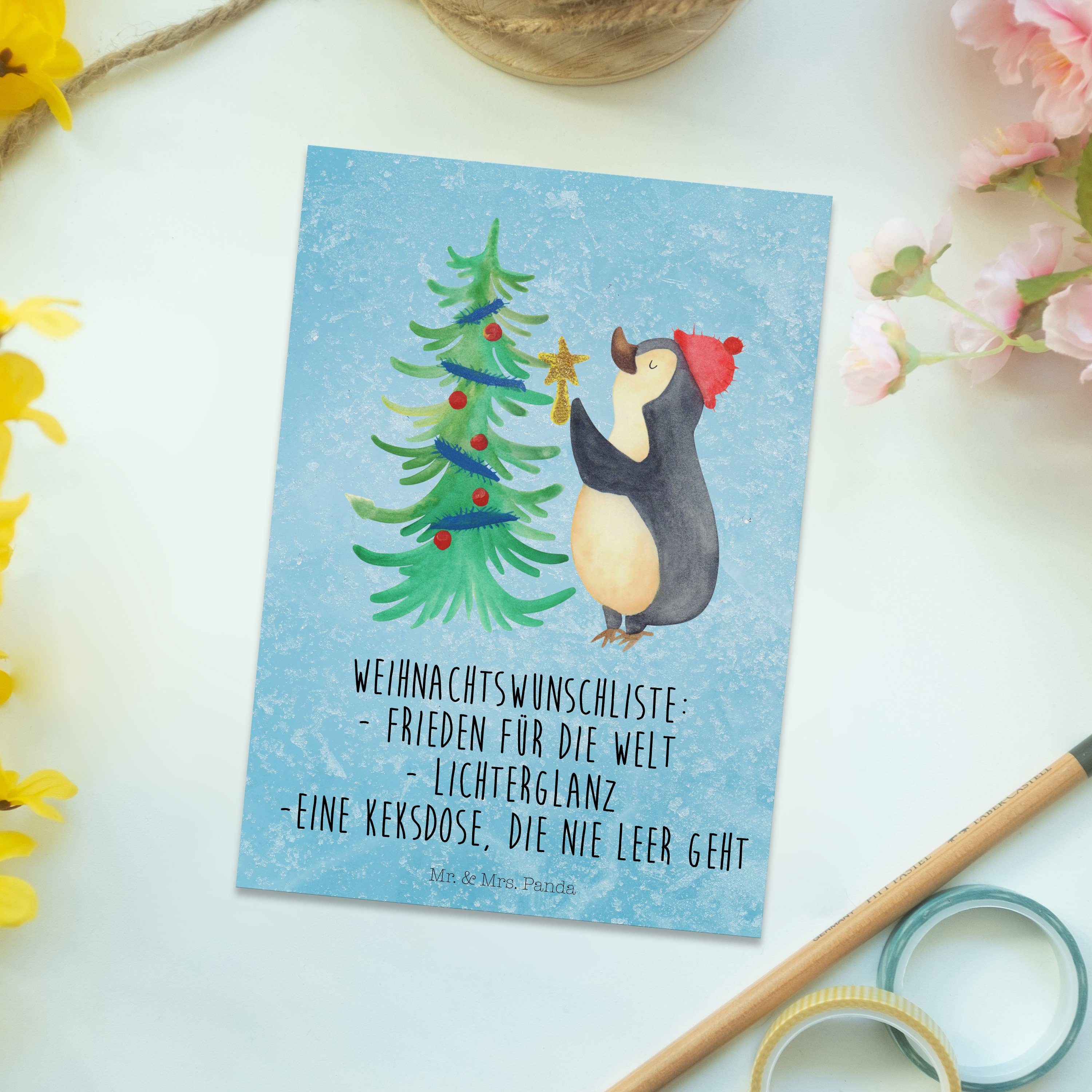 - Mrs. Pinguin - Heiligabend, Postkarte Panda Weihnachten Weihnachtsbaum Mr. Eisblau Geschenk, &