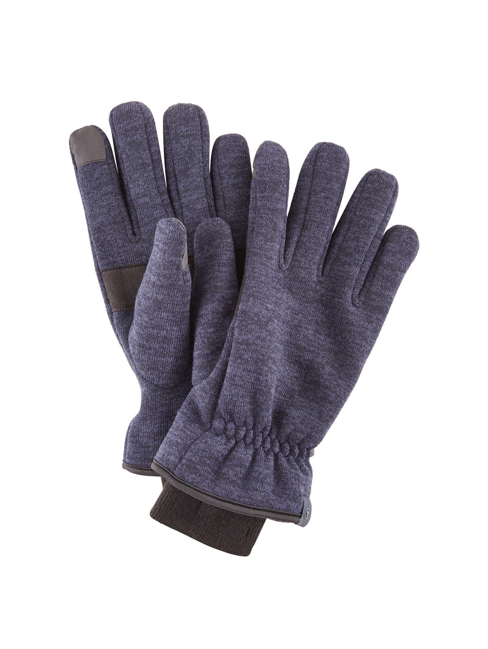 Lederhandschuhe TOM Handschuhe Melange TAILOR in Navy Optik Melange Knitted