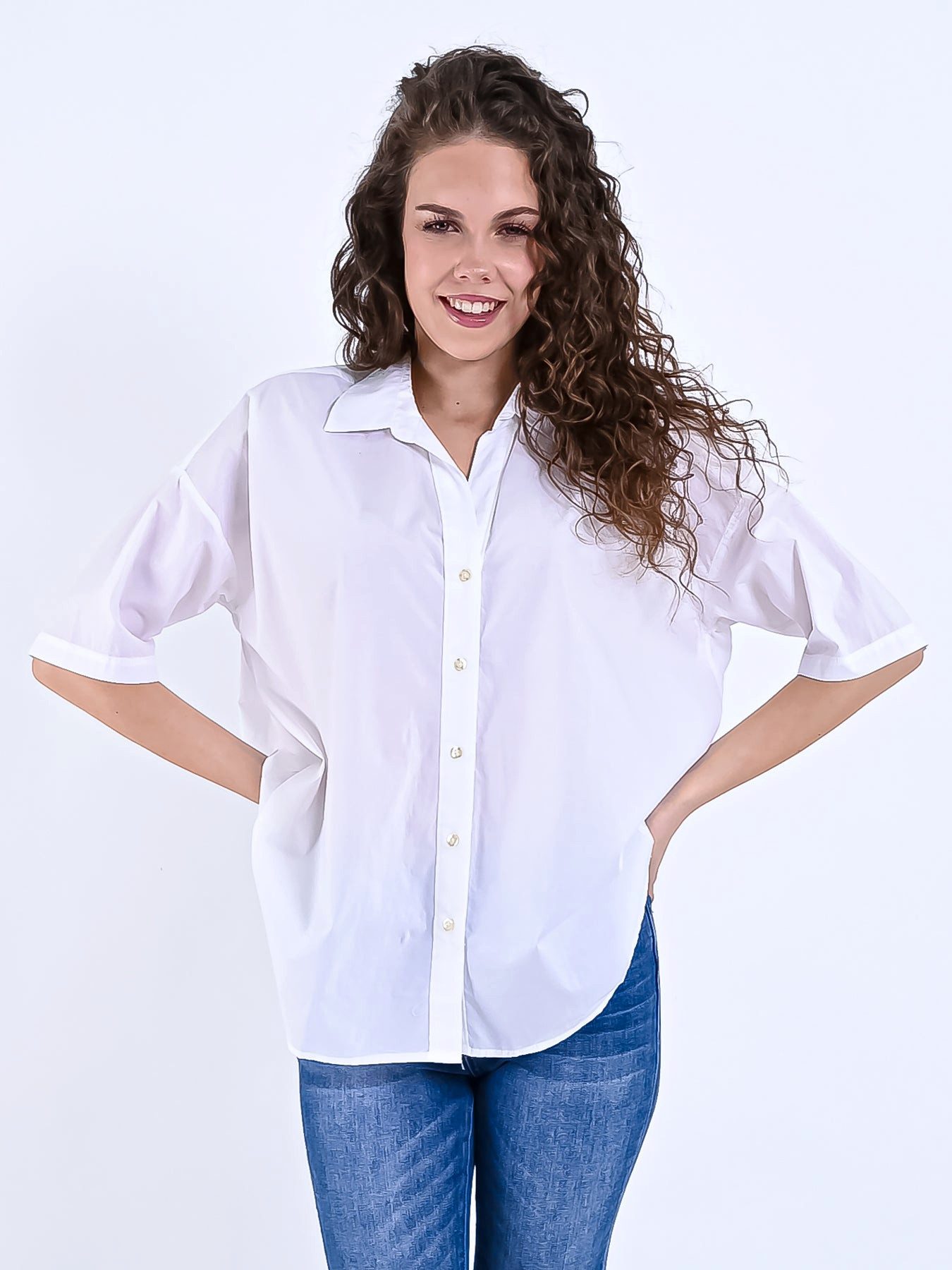 Emily Van Den Bergh Klassische Bluse Halbarmbluse White