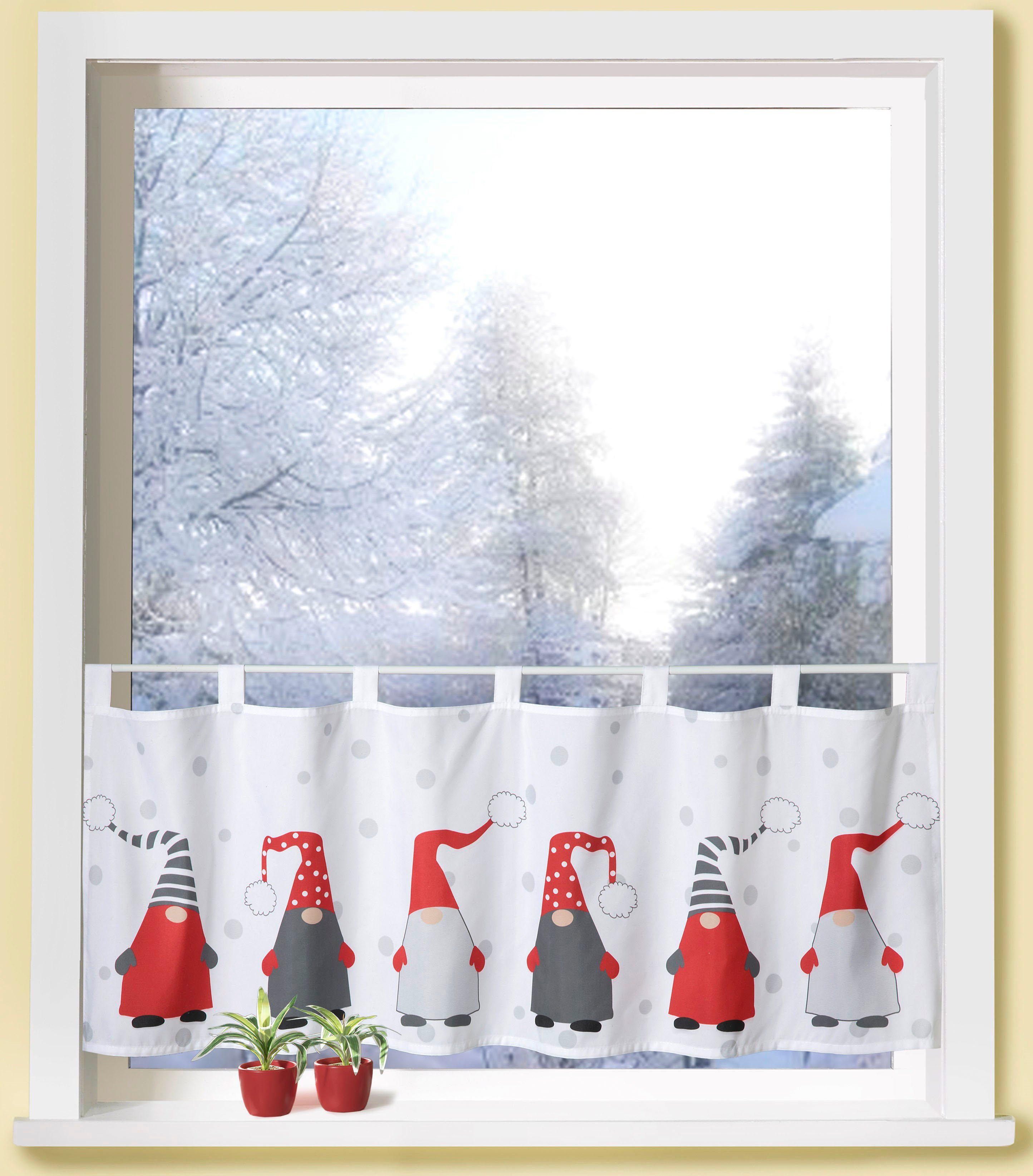 Scheibengardine Weihnachtswichtel