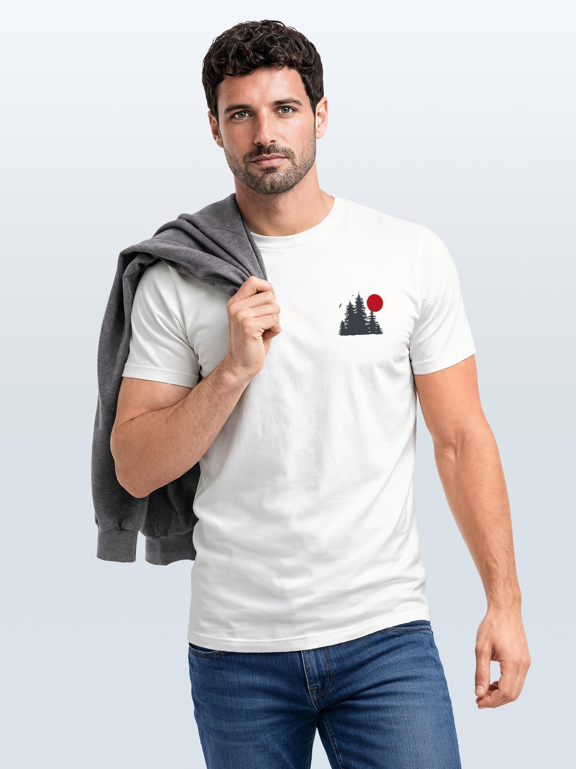 Neverless Print-Shirt Herren T-Shirt Logo Print Wald Silhouette Natur Aufdruck Outdoor mit Print – Bild 5 von 5