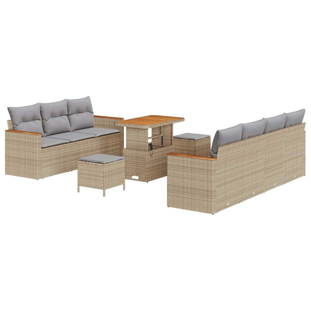 vidaXL Loungesofa Gartensofa-set 14 Stk. 9-Sitzanzahl Beige und Hellgrau, 14 Teile