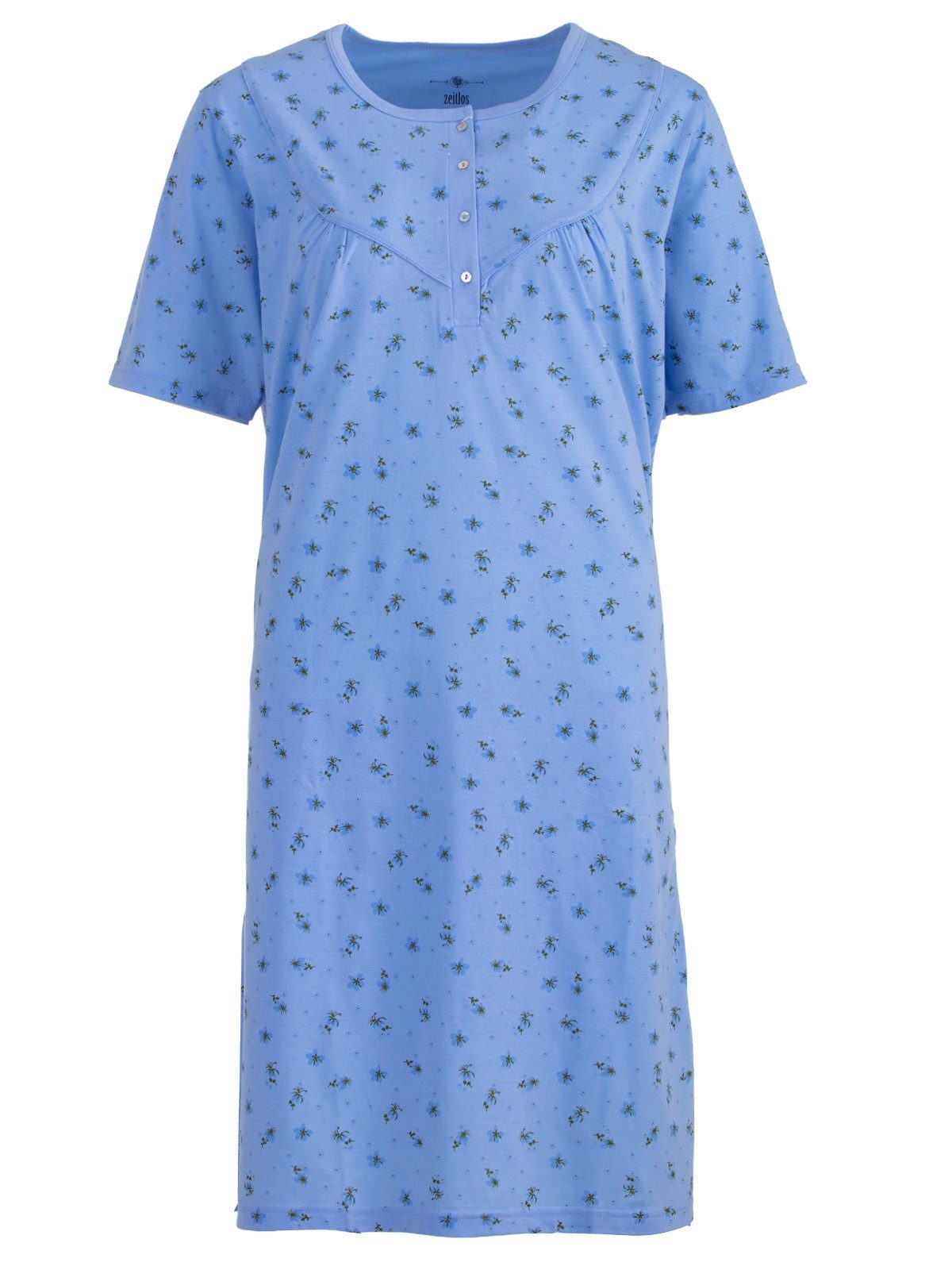 zeitlos Nachthemd Nachthemd Kurzarm Blumen blau
