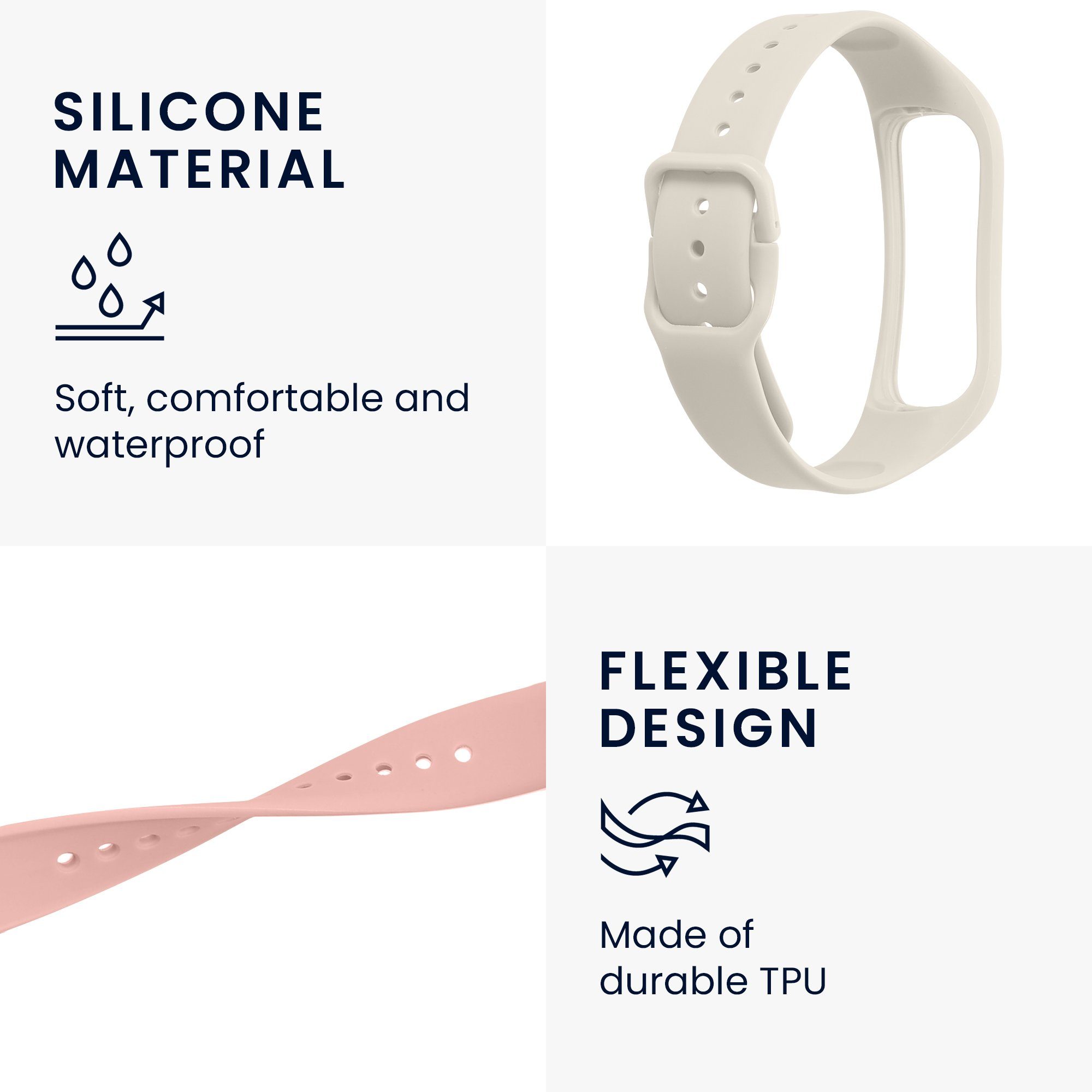 kwmobile Smartwatch-Armband 2x Uhrenarmband für Samsung Galaxy Fit 2 Armband, Fitnesstracker Band Set aus TPU Silikon - Ersatzarmband Smartwatch
