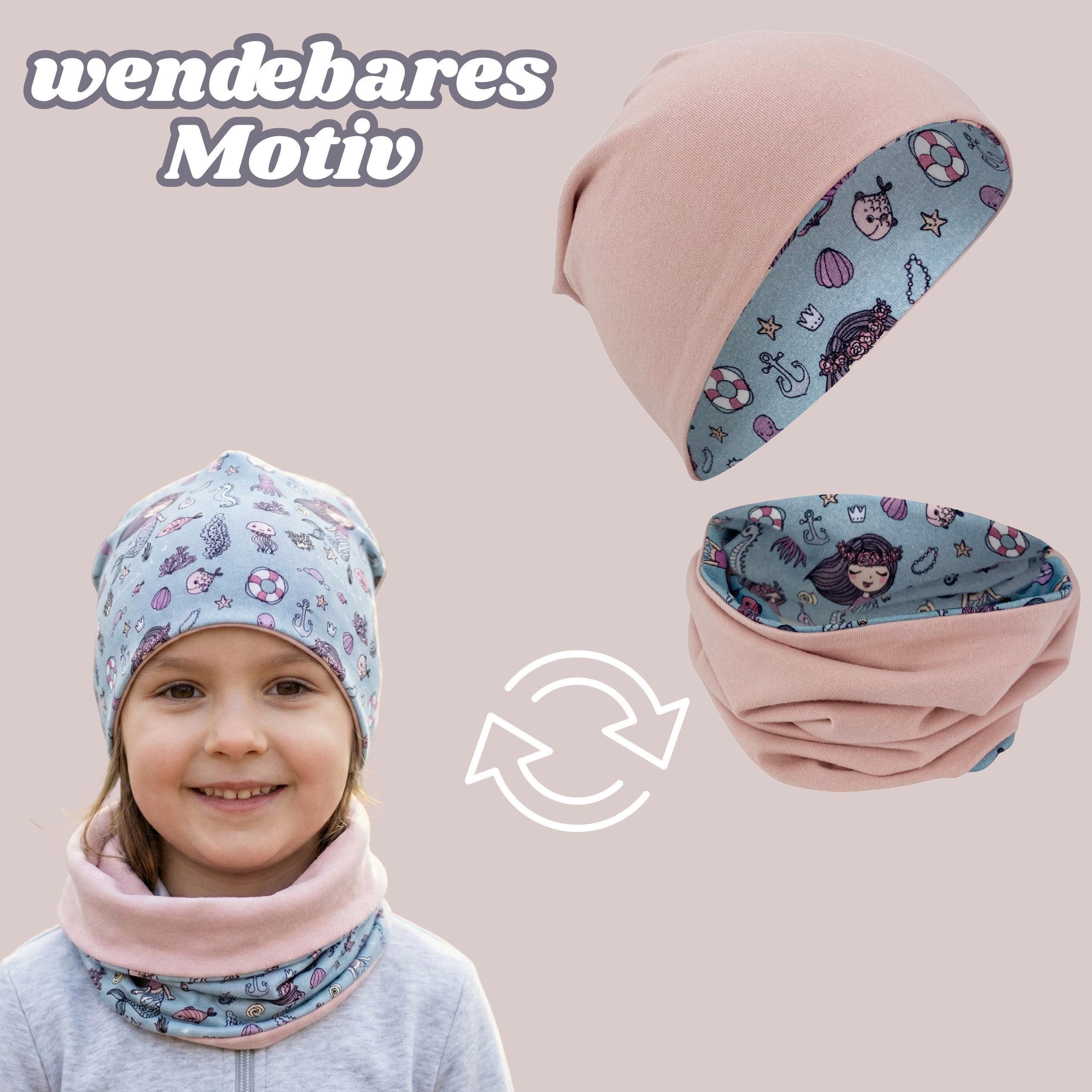 HECKBO Beanie HECKBO Kinder Mädchen Jungen Beanie Mütze & Loop-Schal Set – Bild 2 von 5