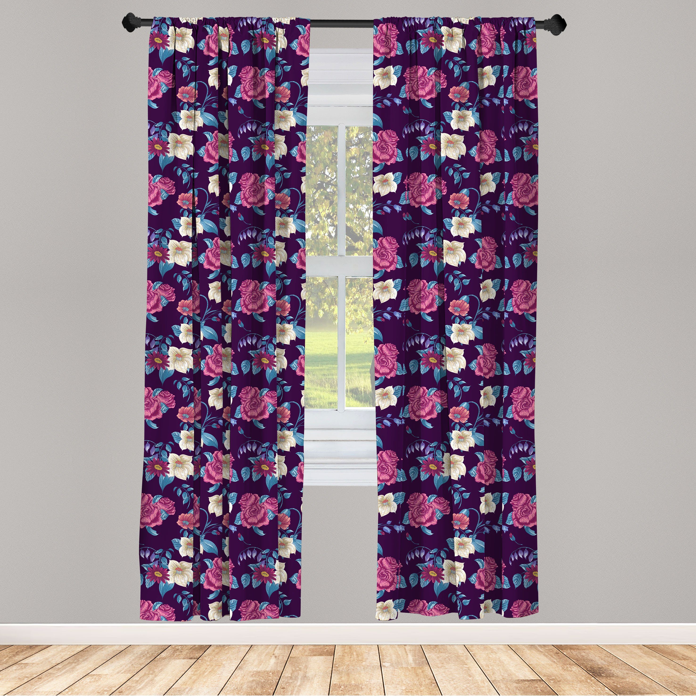 Gardine Vorhang für Wohnzimmer Schlafzimmer Dekor, Abakuhaus, Microfaser, Blumen Wildspitz Petal Blumen