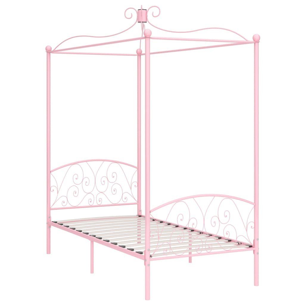 vidaXL Himmelbett Himmelbett-Gestell Rosa Metall 90 x 200 cm Bett Bettrahmen Bettgestell