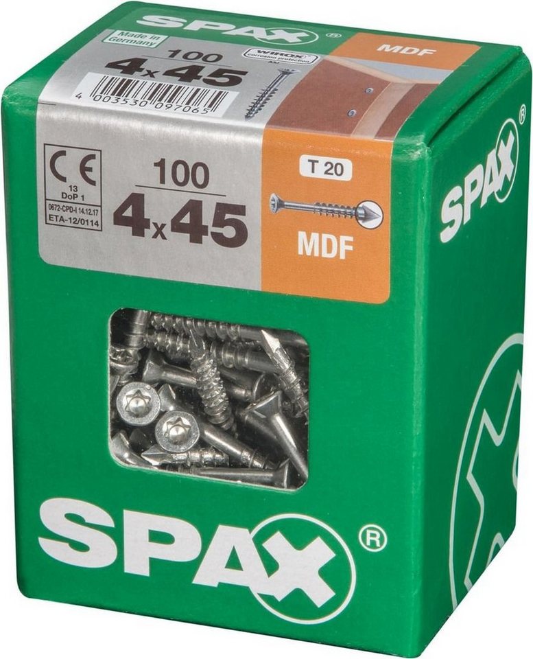 Thumbnail - SPAX Holzbauschraube Spax Faserplattenschrauben 4.0 x 45 mm TX 15 - 100