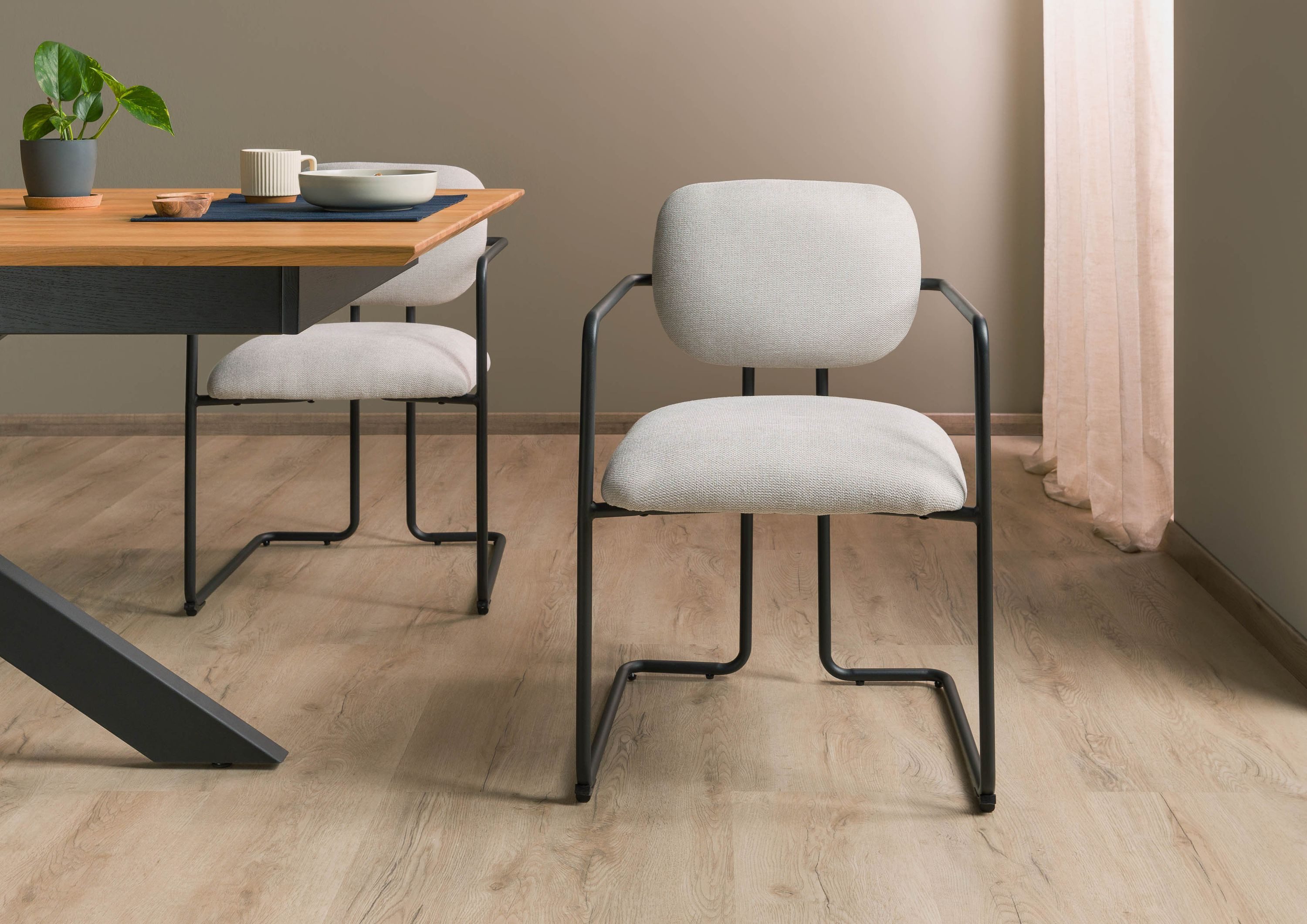 Massivmoebel24 Polsterstuhl POLSTERSTÜHLE (beige 100% Polyester Stahl), 51 x 78 x 58 cm POLSTERSTÜHLE