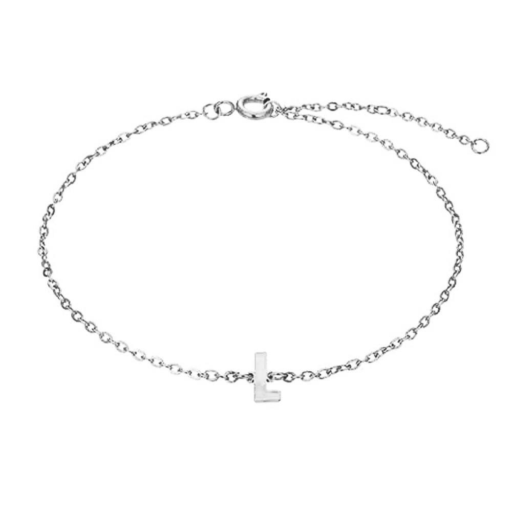 BUNGSA Armband L - Buchstaben Armkette aus Edelstahl Silber Unisex (1 Armband, 1-tlg), Bracelet Armschmuck