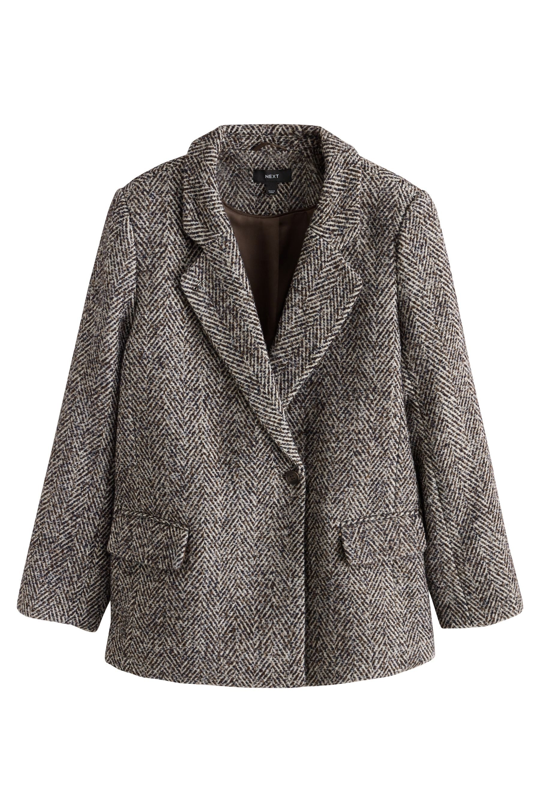 Next Jackenblazer N. Premium Fischgrät-Blazer, Kurzgröße (1-tlg)