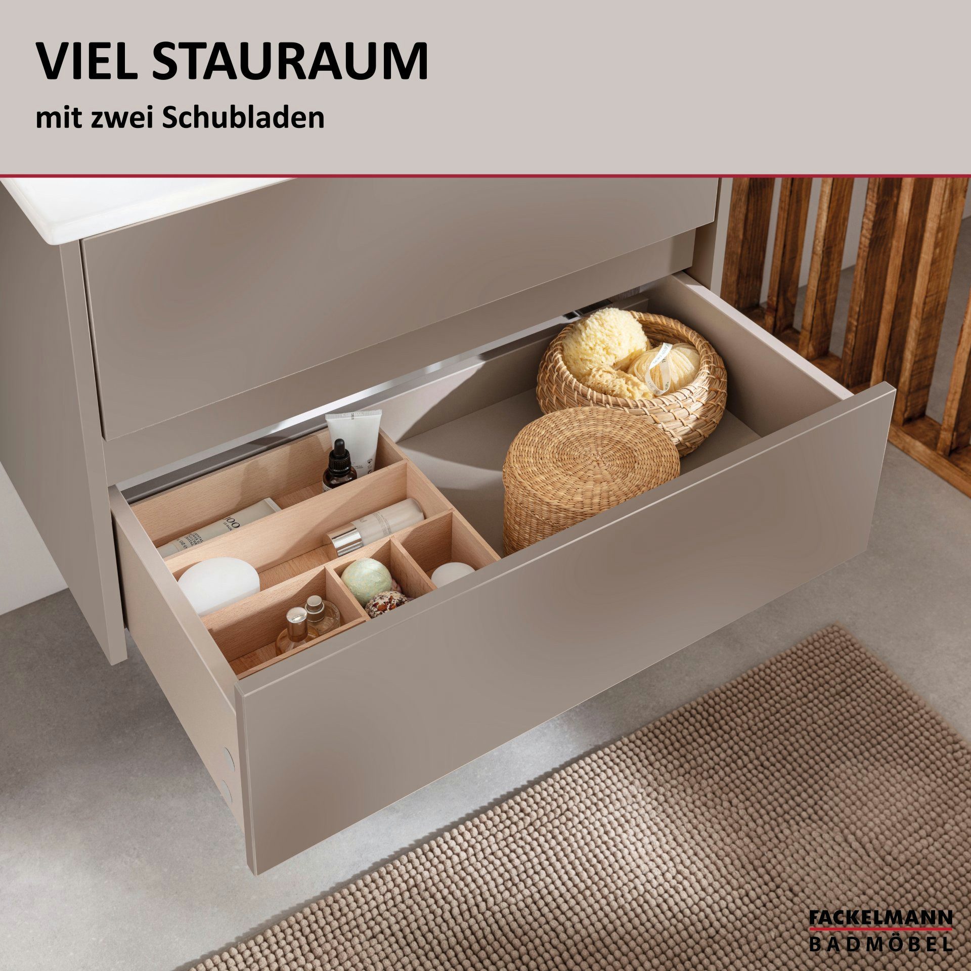 FACKELMANN Badmöbel-Set COMPACT LINE Waschbecken mit Unterschrank, Keramik, Soft-Close