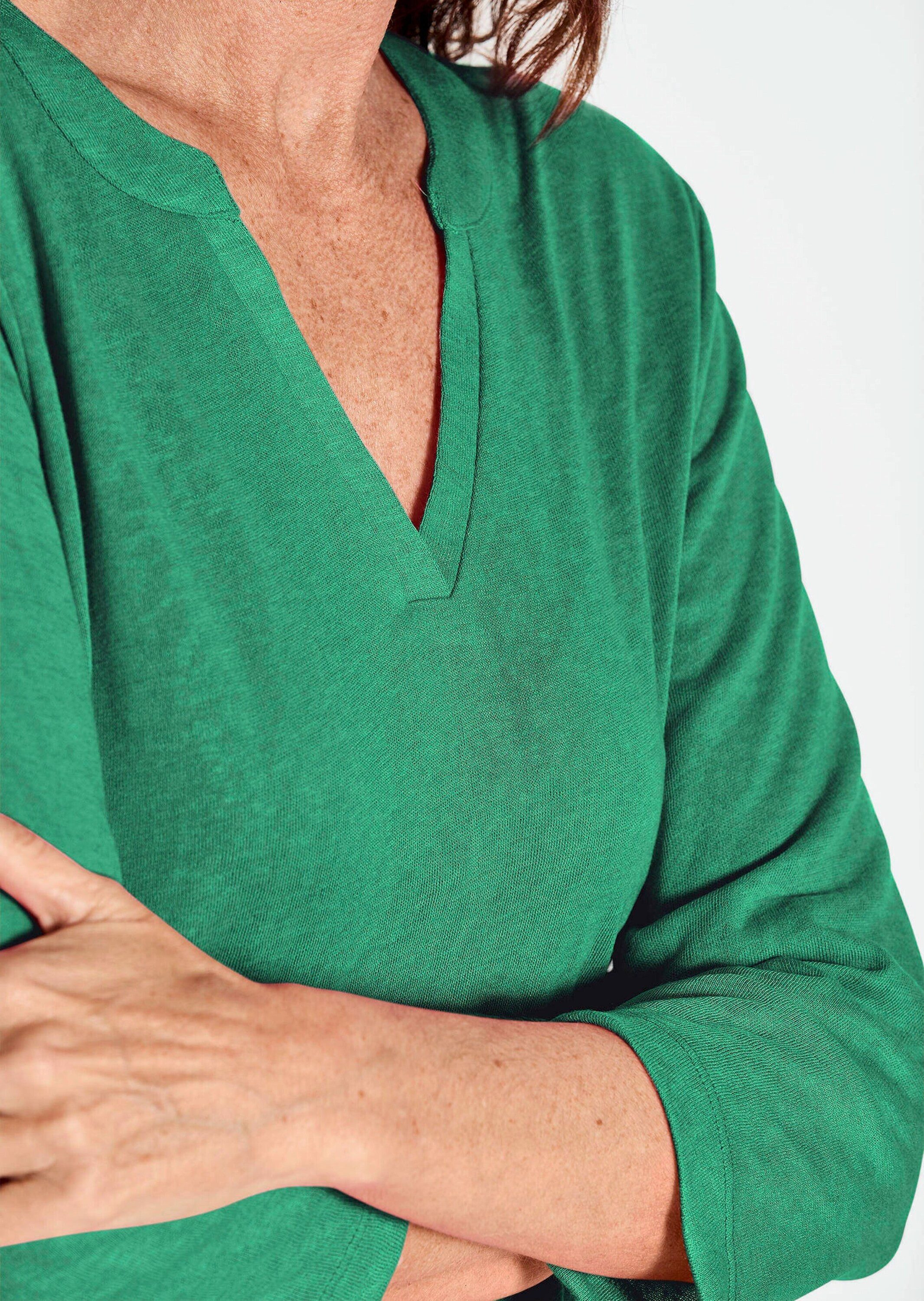 GOLDNER T-Shirt Kurzgröße: Modisches 3/4-Arm-Oberteil Sommerbluse mit V-Ausschnitt, pflegeleichter Jersey, körniger Griff – Bild 5 von 5