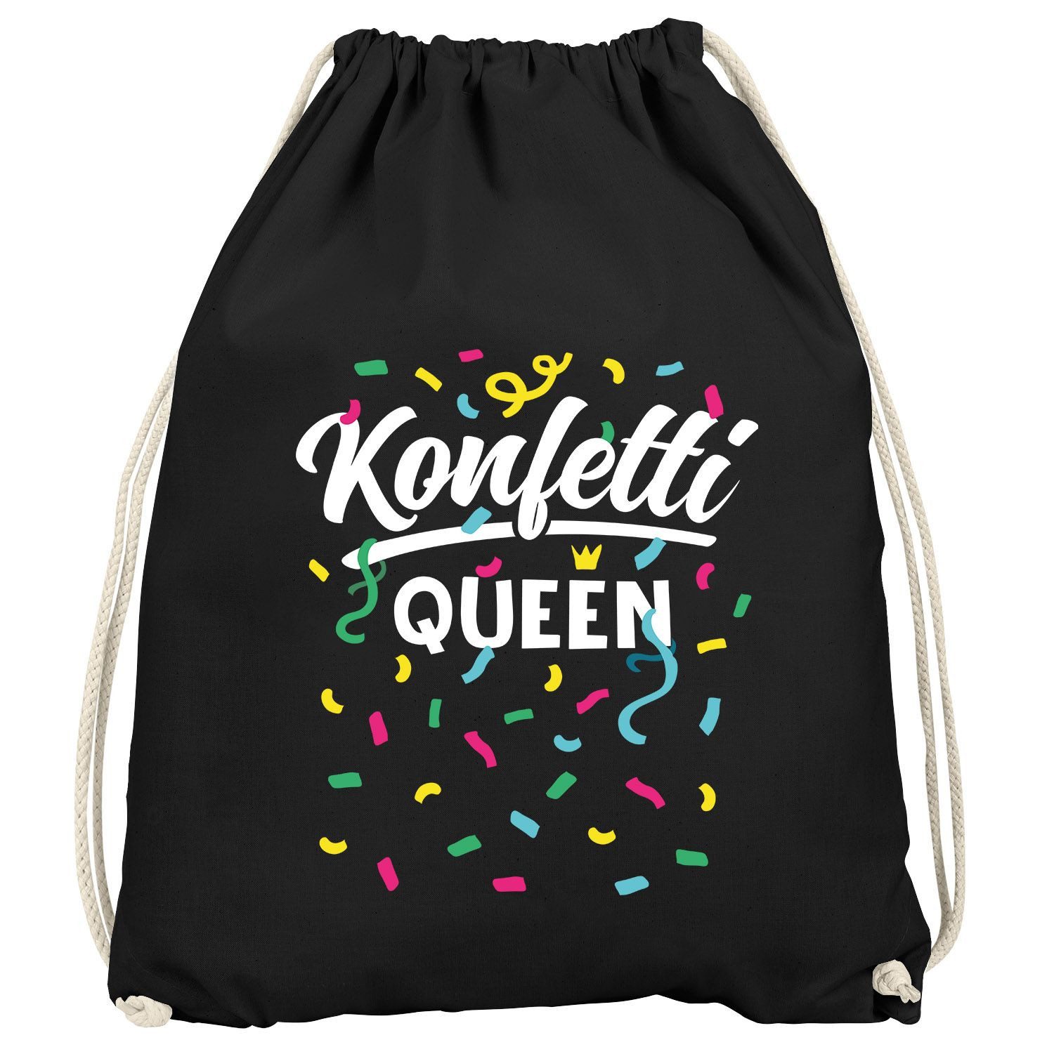 Turnbeutel Turnbeutel Konfetti Queen Aufdruck Accessoires Fasching Karneval