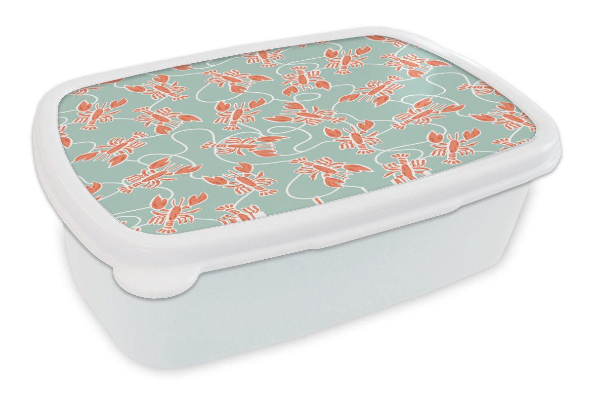 MuchoWow Lunchbox Kreeft - Groen - Patroon, Kunststoff, (2-tlg), Brotdose Schule oder Arbeit, Brotbox für Kinder und Erwachsene