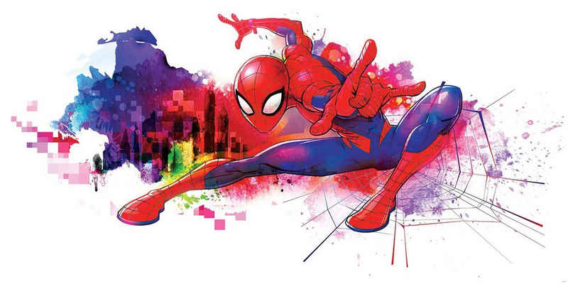 Komar Fototapete Spider-Man Graffiti, glatt, Comic, Retro, bedruckt, mehrfarbig, BxH: 300x150 cm