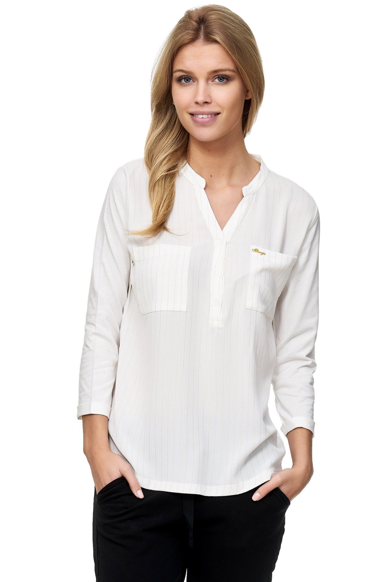 Geschäfte mit regulären Produkten Decay Klassische Bluse mit modischem V-Ausschnitt weiß