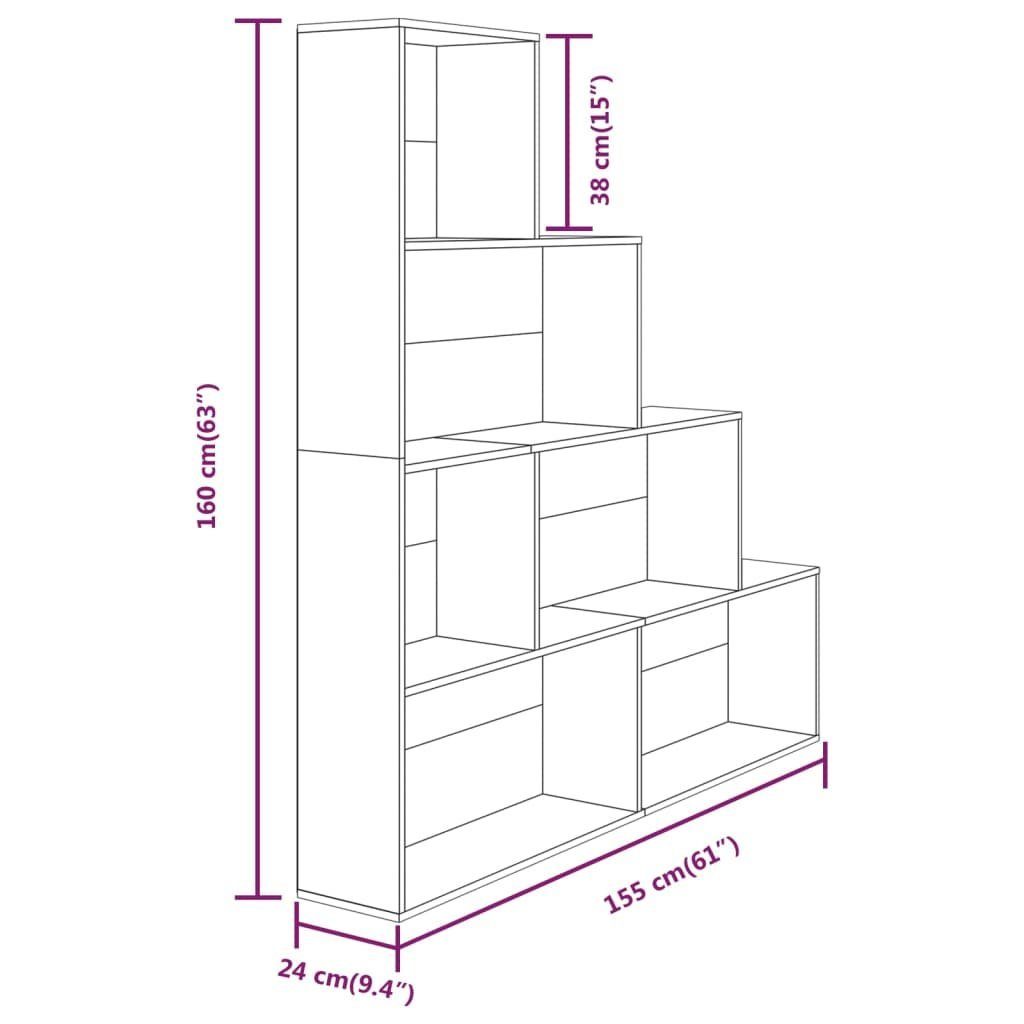 1-tlg. Bücherregal Braune vidaXL Eichen-Optik Bücherregal Eiche cm, Braun 155x24x160