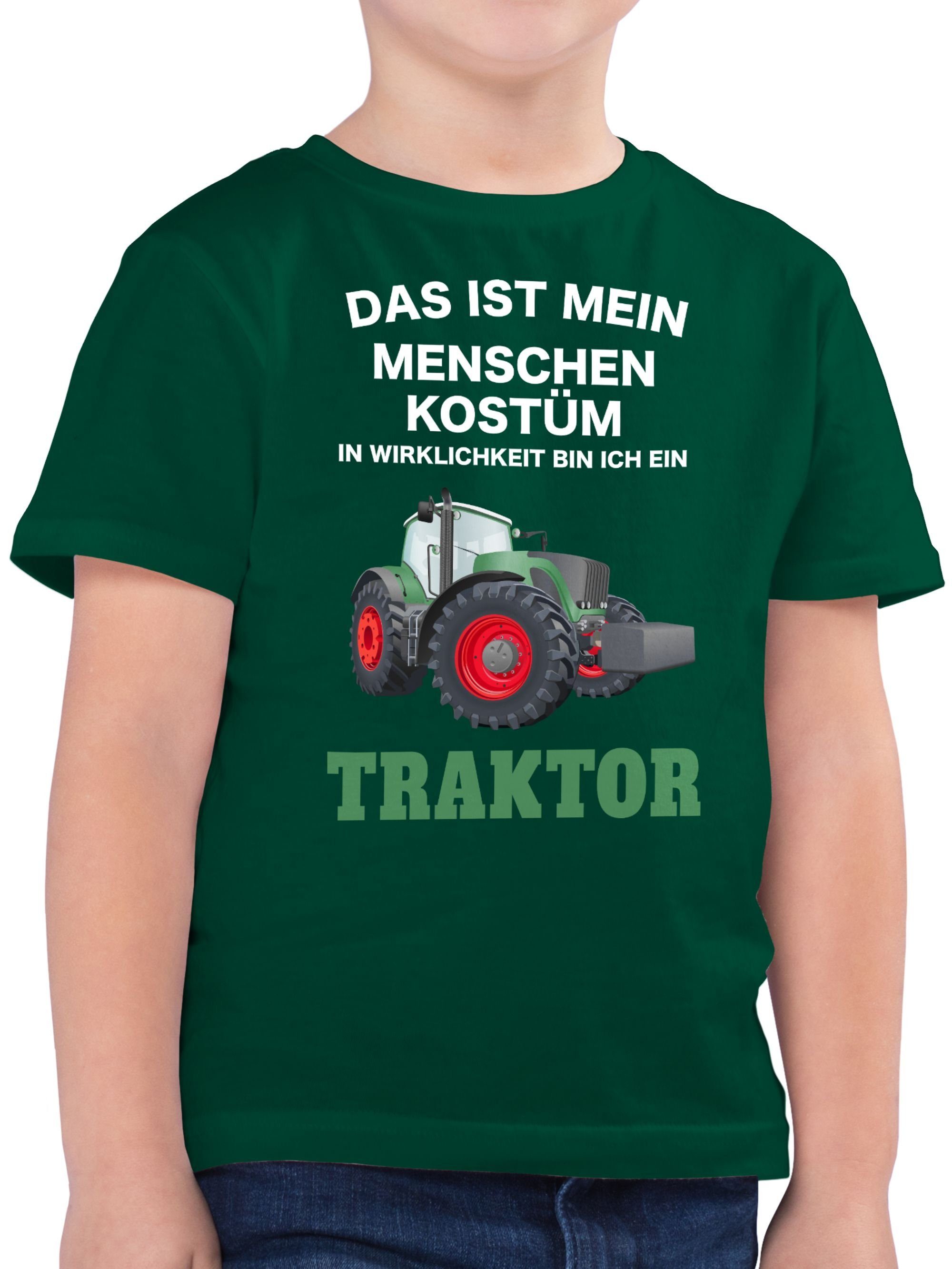 ist - & Tannengrün Traktor echt Kostüm T-Shirt Das Karneval Tra ich 1 Shirtracer in mein Trecker ein Menschen Fasching bin
