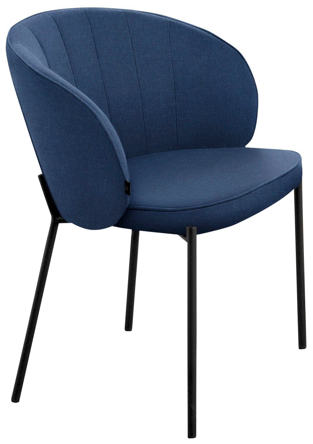 loft24 Esszimmerstuhl Kendra (Set, 2 St), Armlehnstuhl, Bezug in Samtoptik, Metallgestell, Sitzhöhe 47 cm blau | blau