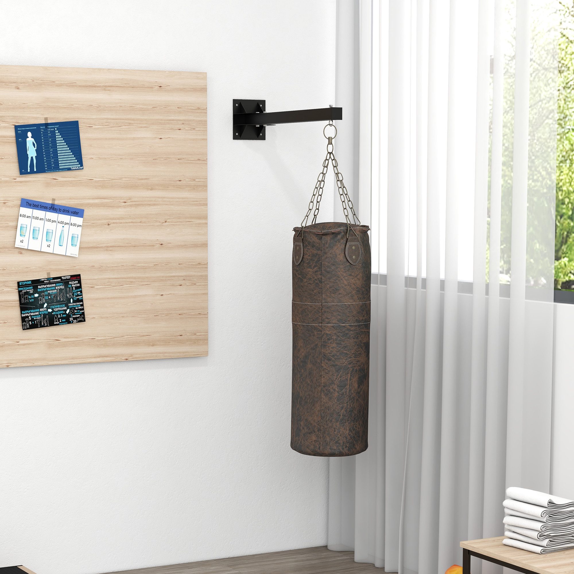 SPORTNOW Boxsackhalterung Boxsackgestell, (bis 0 Zoll, Boxsack Ständer, 1-tlg., Wandhalterung, für Punch Bag, Muay Thai Bag, Stahl, bis zu 100 kg)